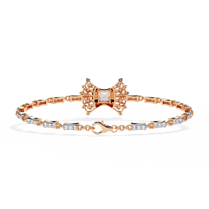 Bow Princess Cut Lab Grown Diamond Bracelet