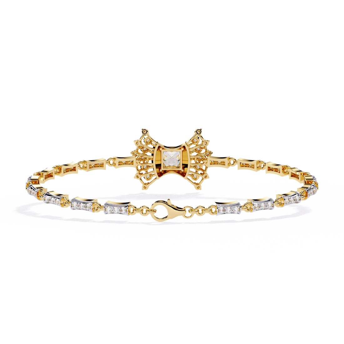 Bow Princess Cut Lab Grown Diamond Bracelet