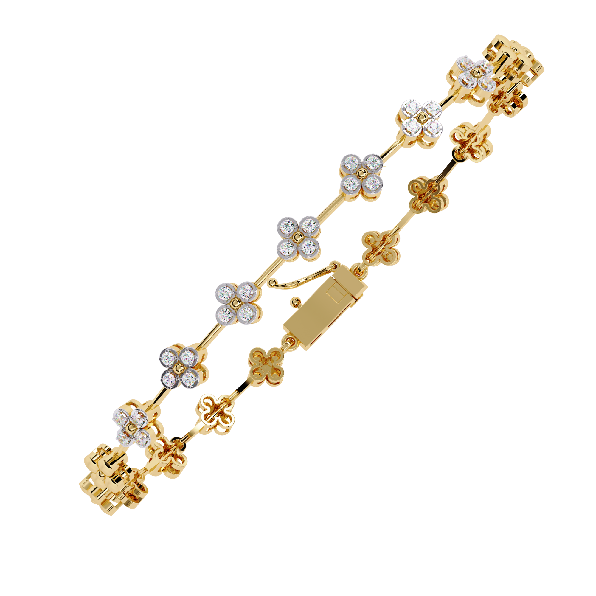 Dainty Floral Design Lab Grown Diamond Bracelet