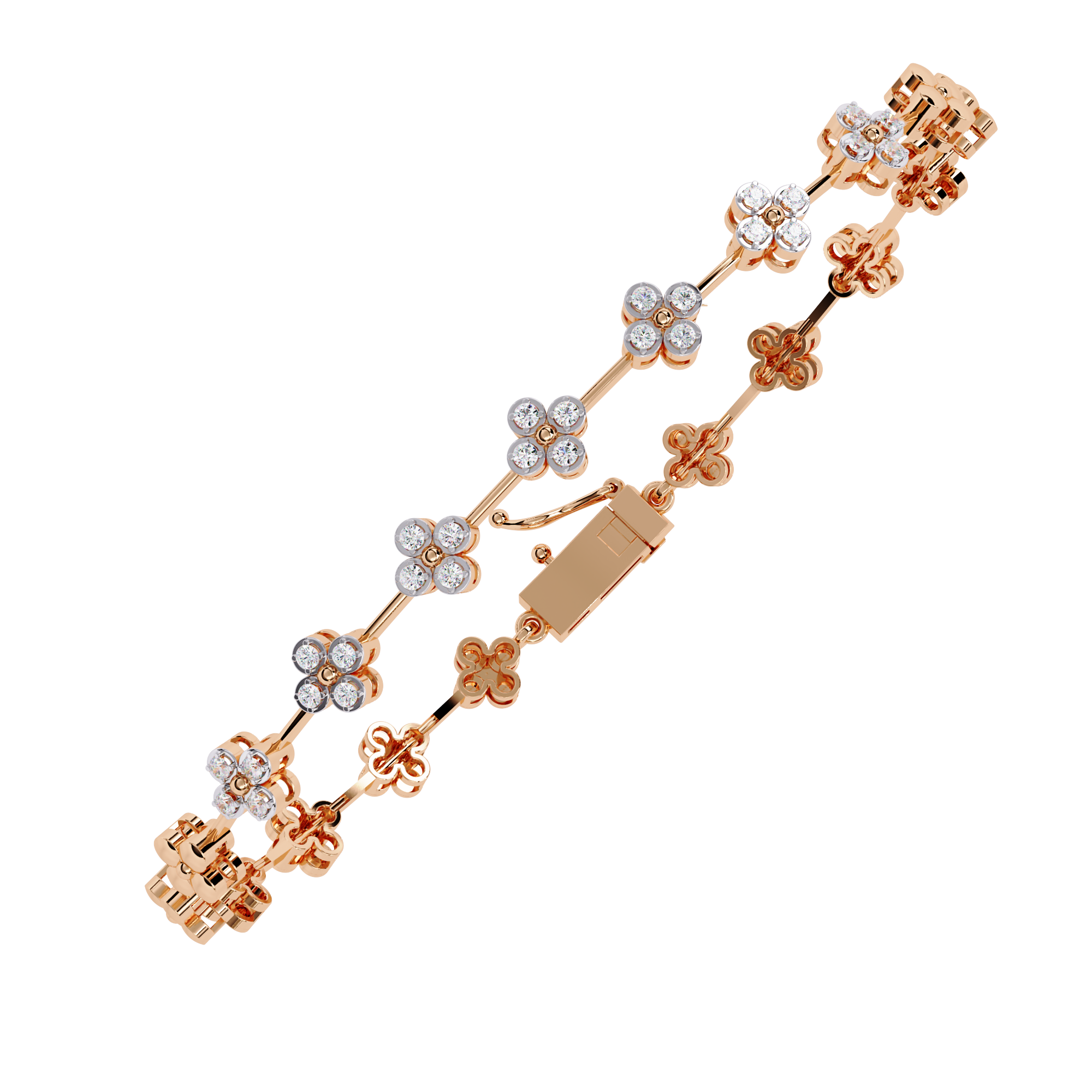 Dainty Floral Design Lab Grown Diamond Bracelet