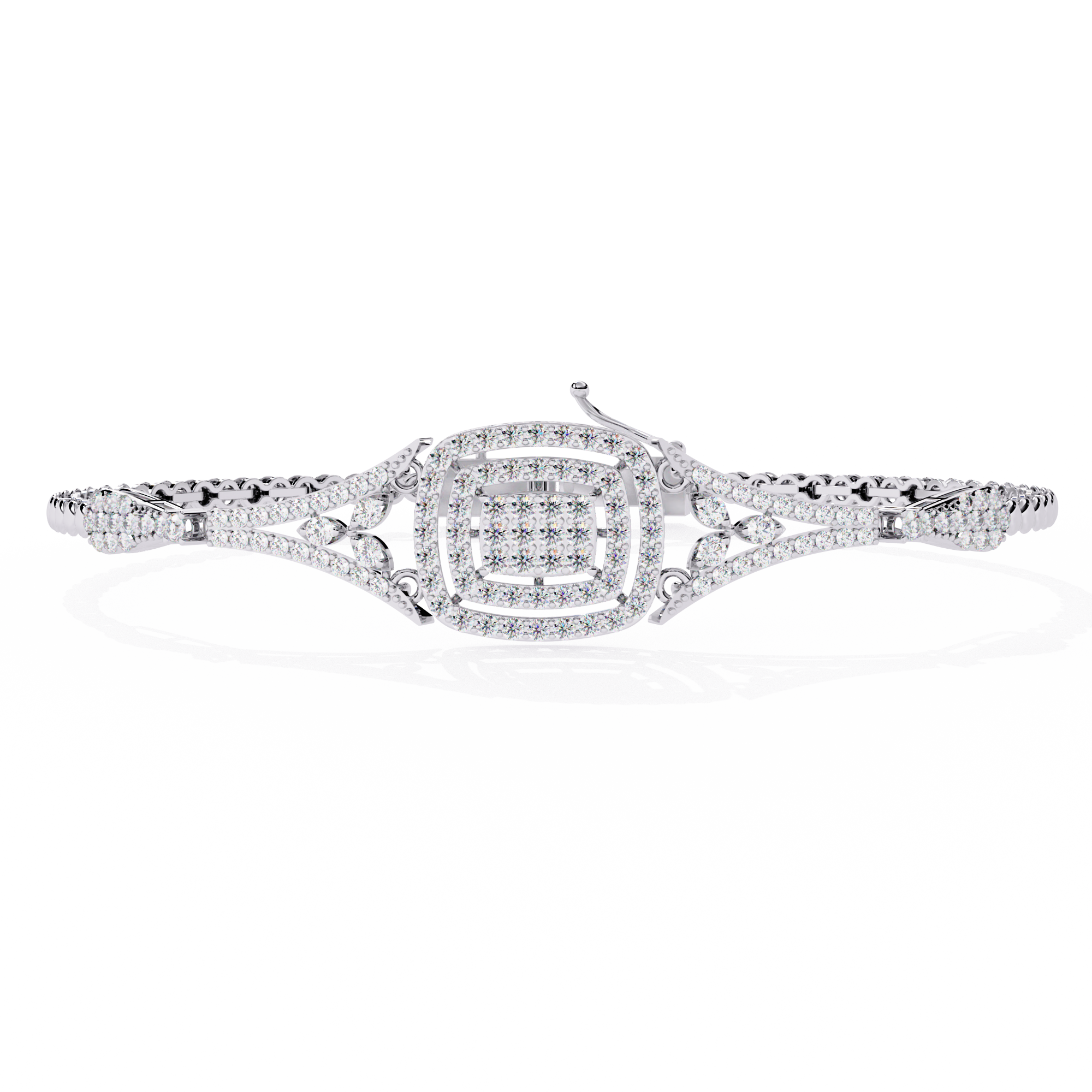 Vintage Cushion Halo Lab Grown Diamond Bracelet