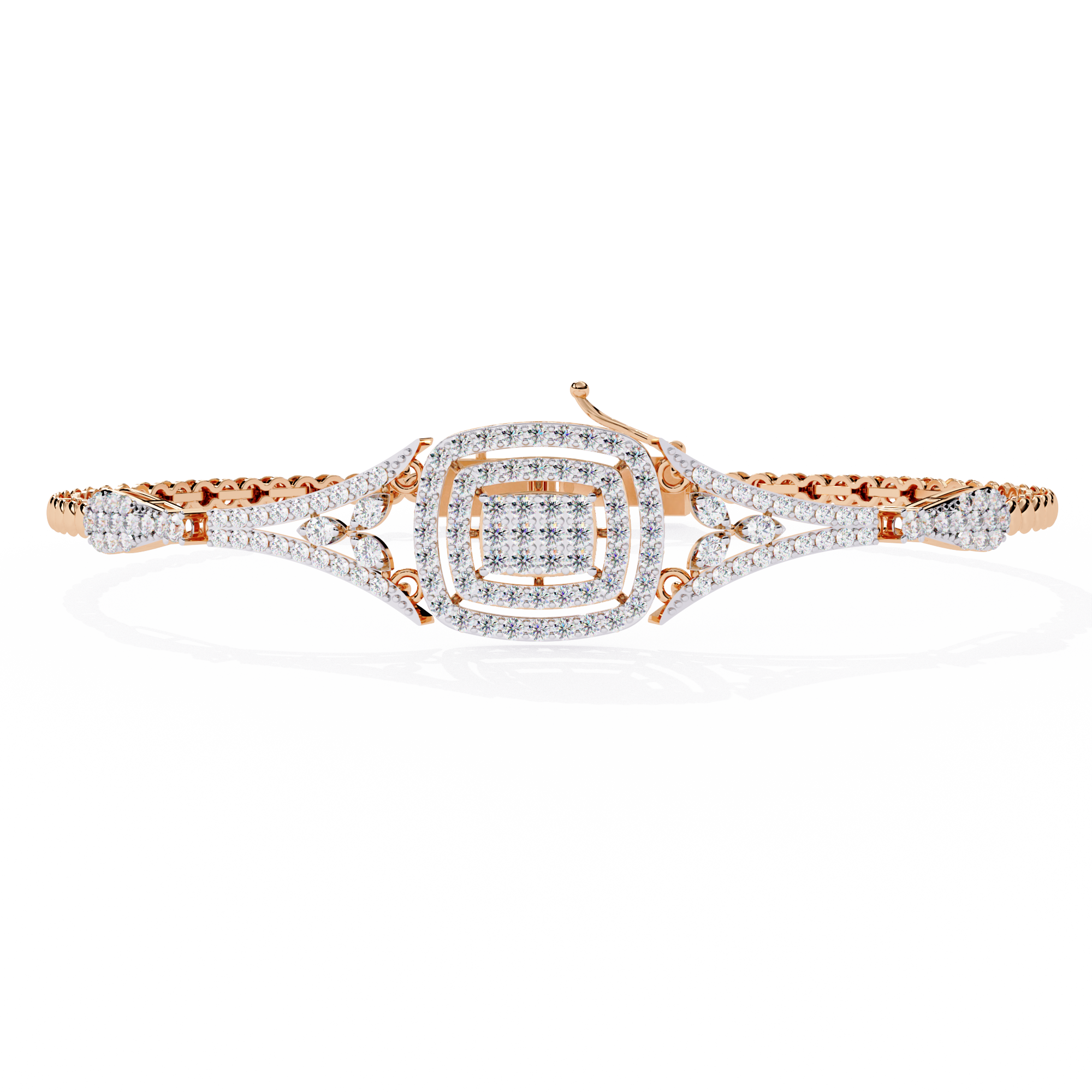 Vintage Cushion Halo Lab Grown Diamond Bracelet
