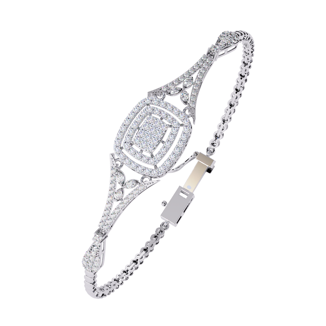 Vintage Cushion Halo Lab Grown Diamond Bracelet