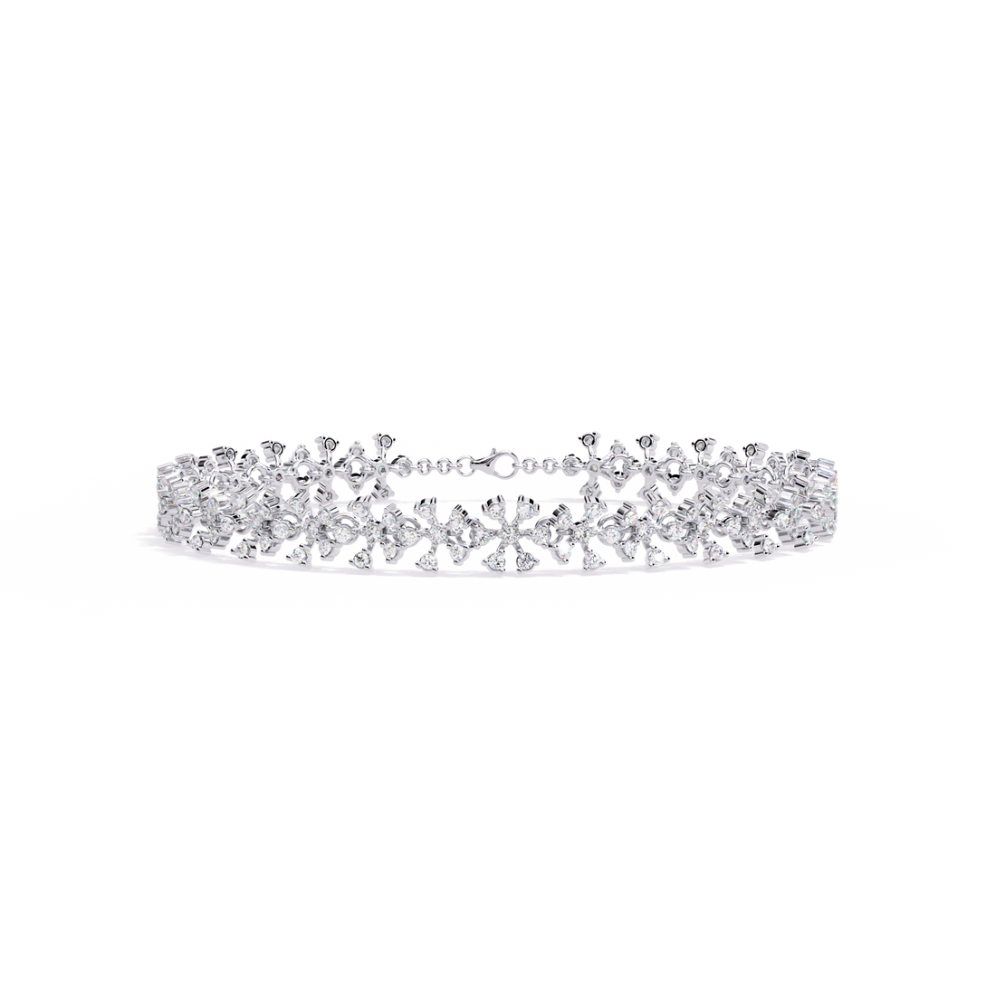 Cluster Elegant Floral Lab Grown Diamond Bracelet
