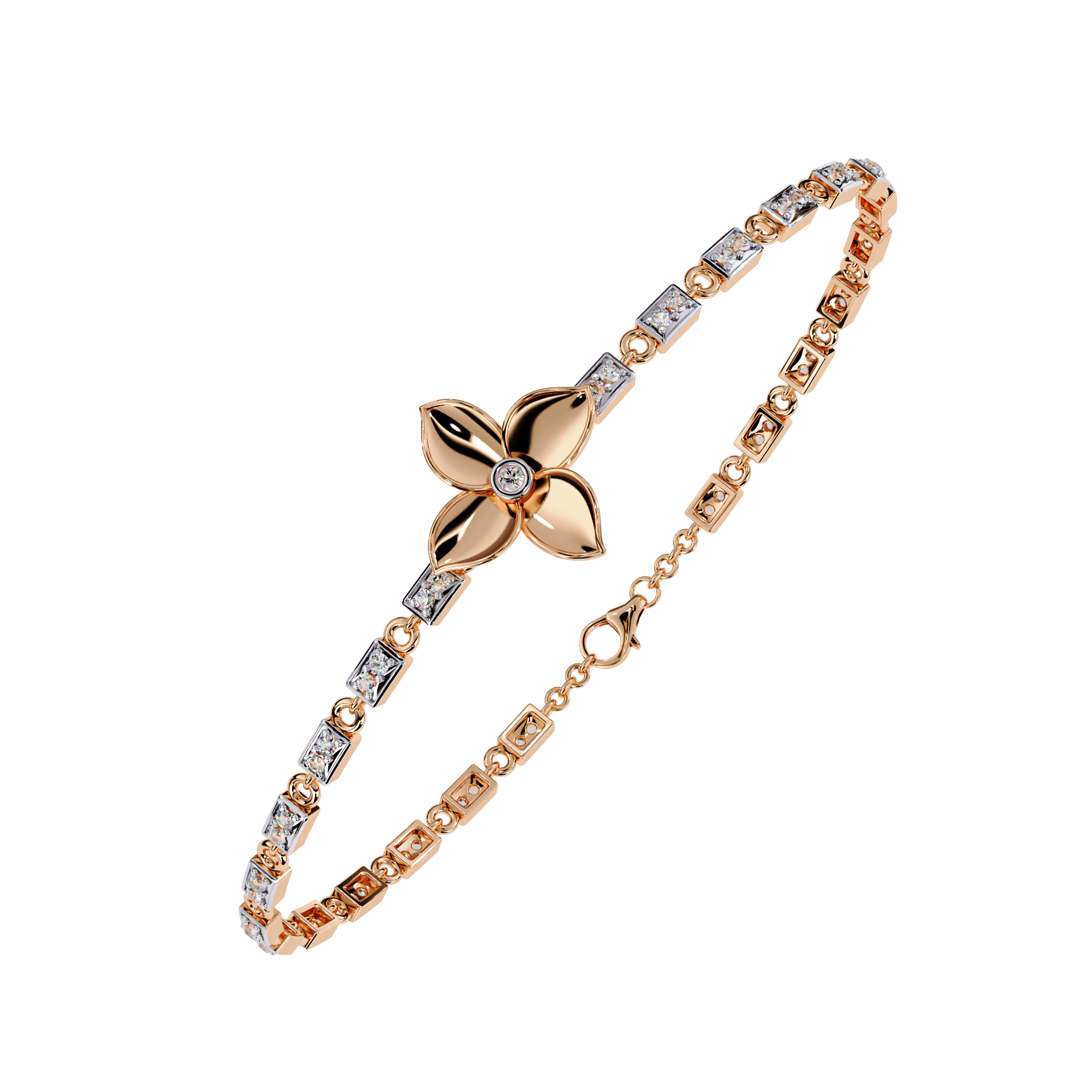Delicate Floral Bracelet with Lab Grown Diamonds