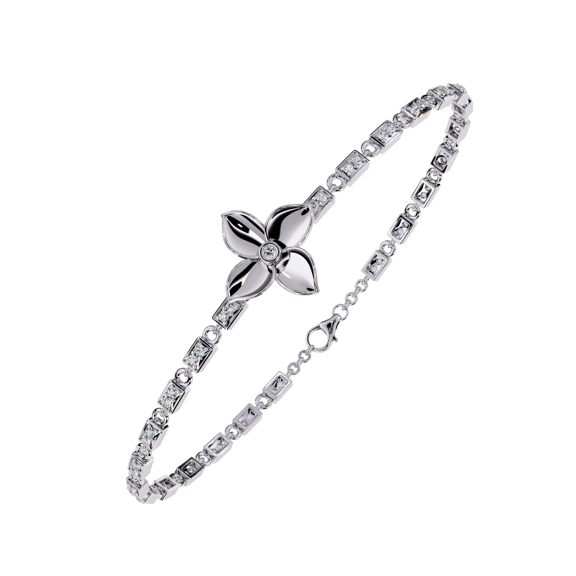 Delicate Floral Bracelet with Lab Grown Diamonds