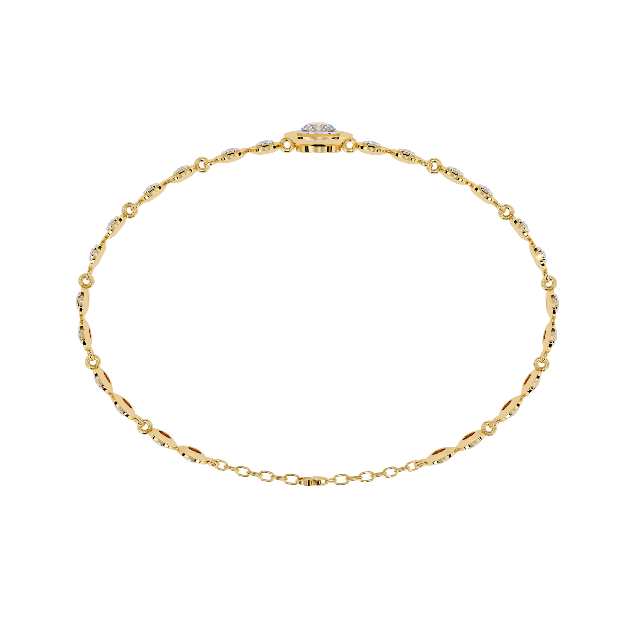 Minimalist Bezel Set Round Diamond Bracelet