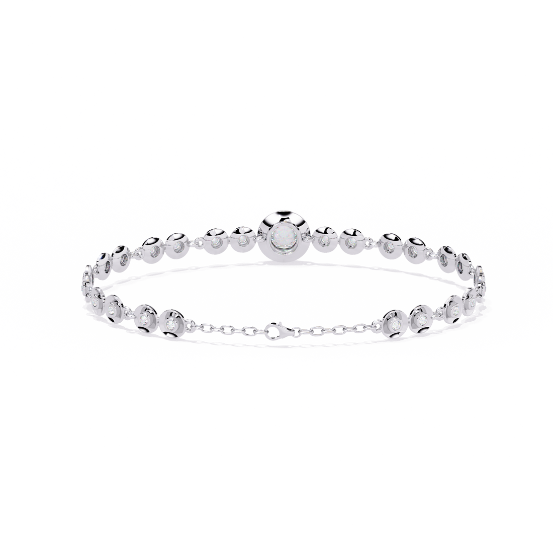 Minimalist Bezel Set Round Diamond Bracelet