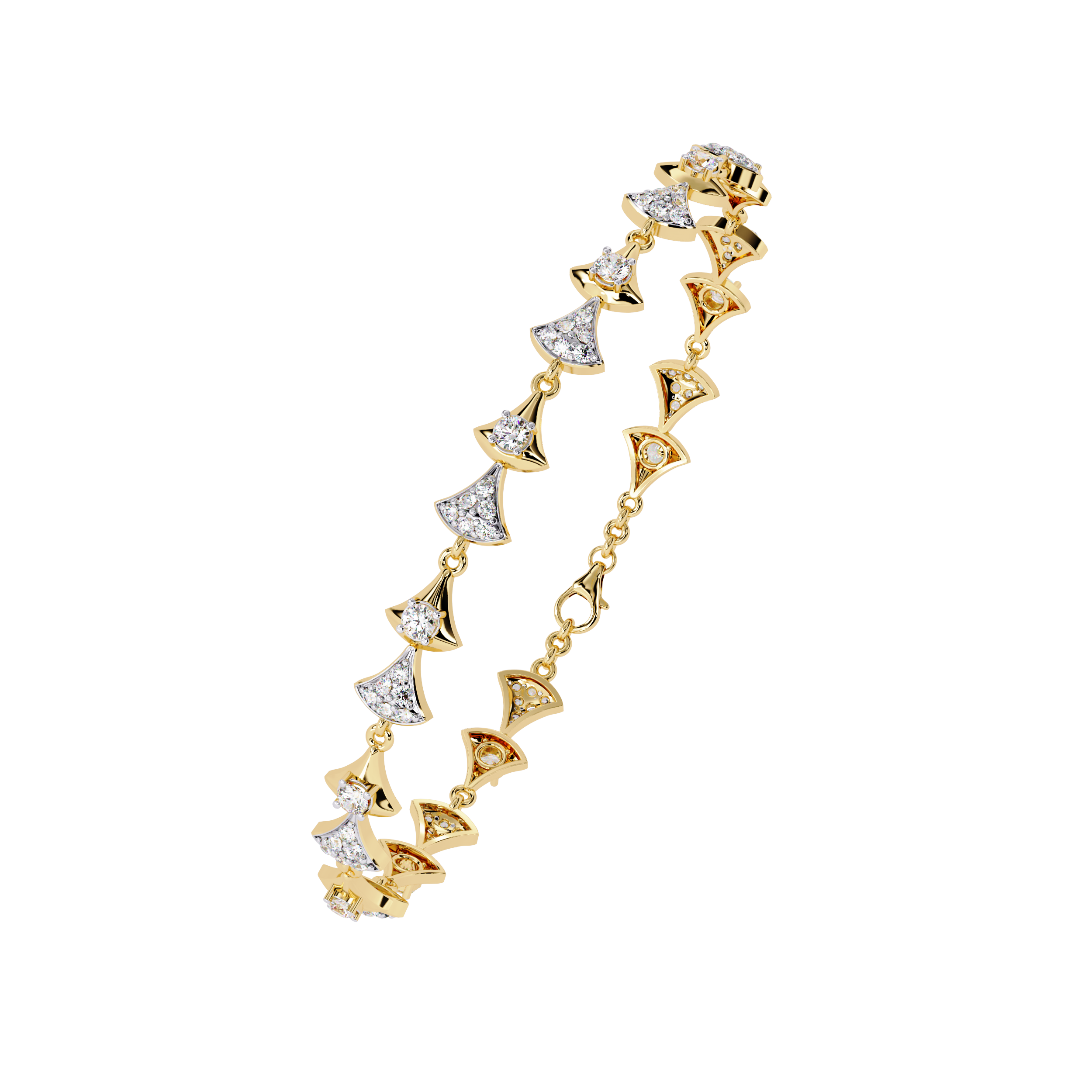 Bow-Tie Design Gold Bracelet with Lab Grown Diamonds