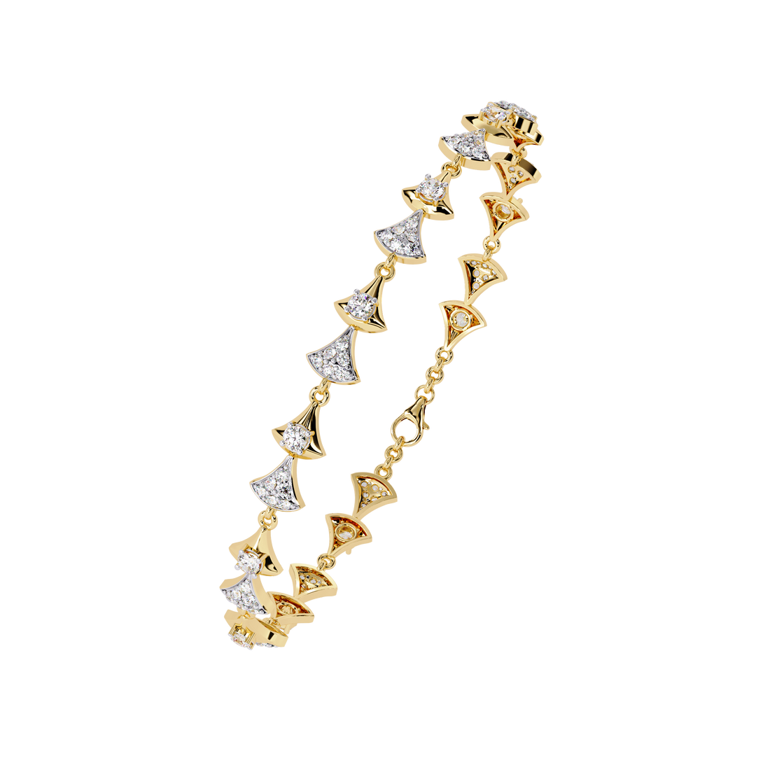 Bow-Tie Design Gold Bracelet with Lab Grown Diamonds