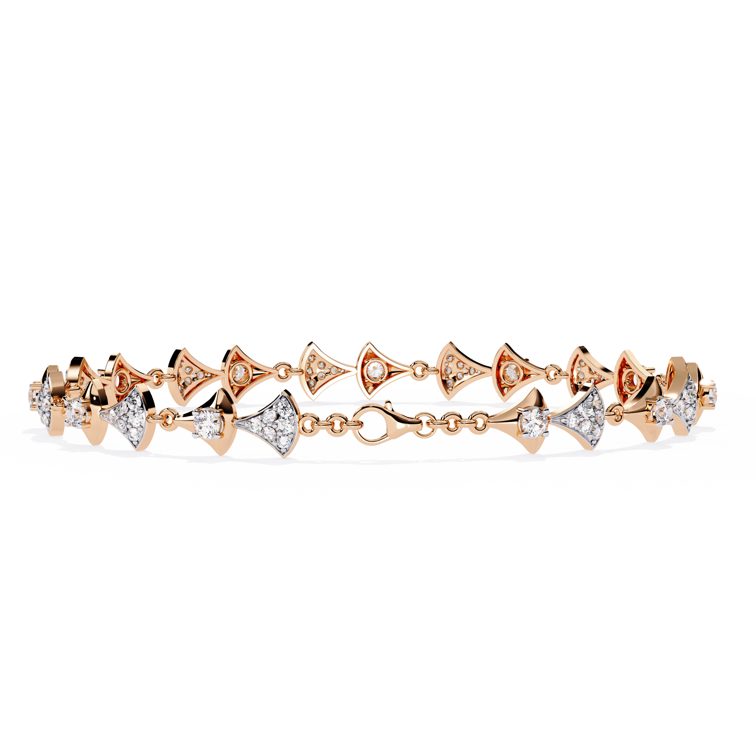 Bow-Tie Design Gold Bracelet with Lab Grown Diamonds