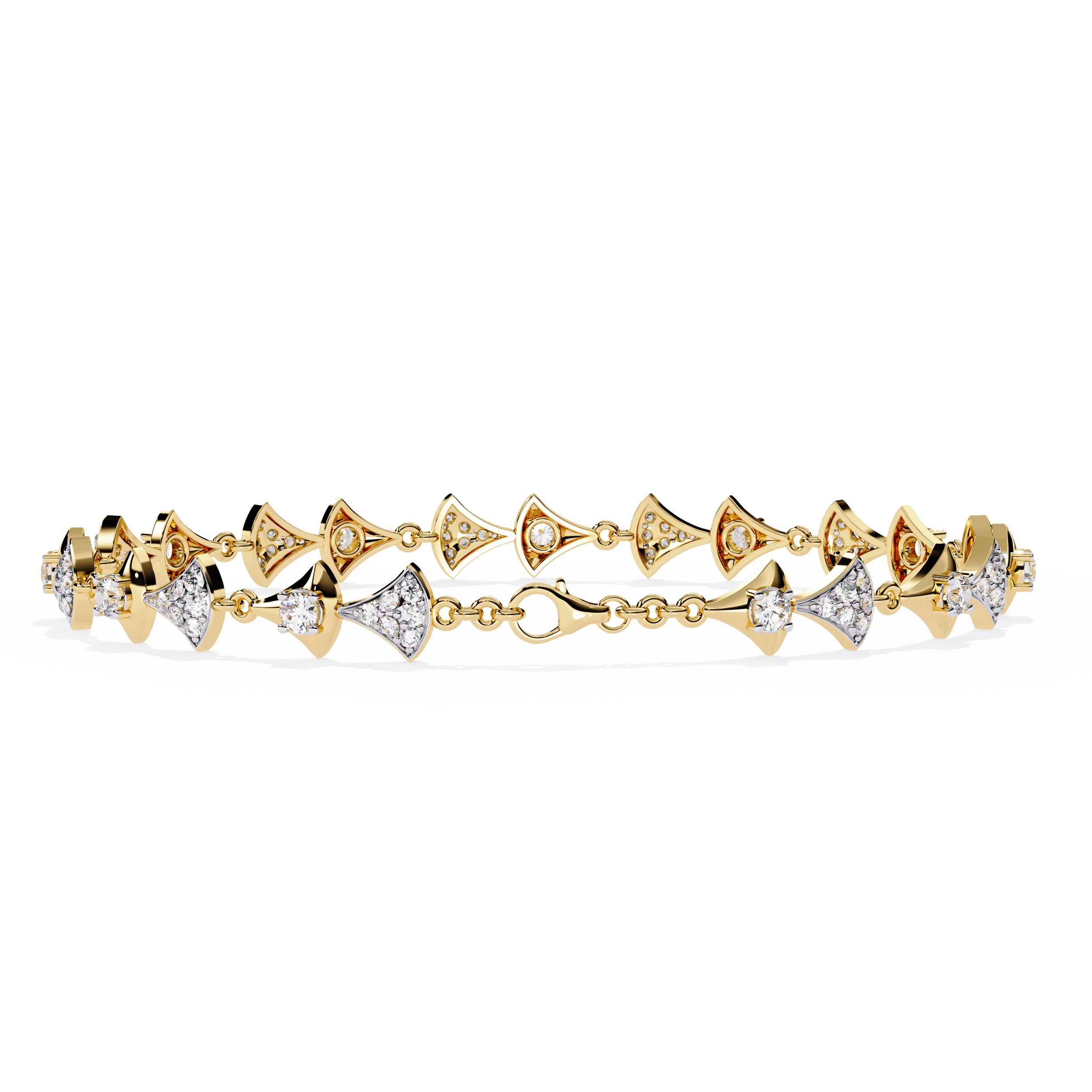 Bow-Tie Design Gold Bracelet with Lab Grown Diamonds