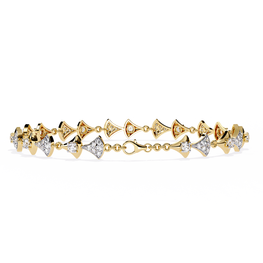 Bow-Tie Design Gold Bracelet with Lab Grown Diamonds