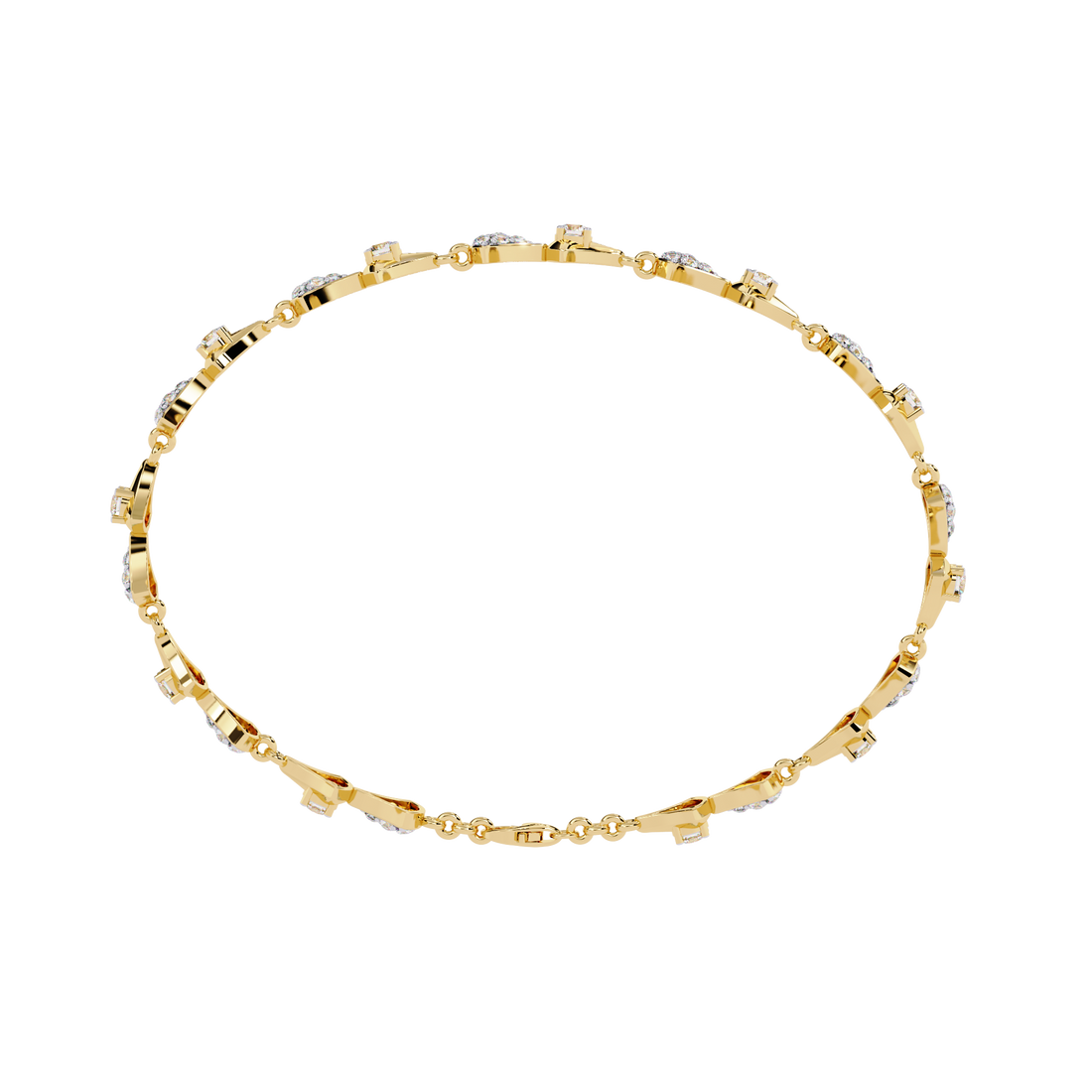 Bow-Tie Design Gold Bracelet with Lab Grown Diamonds