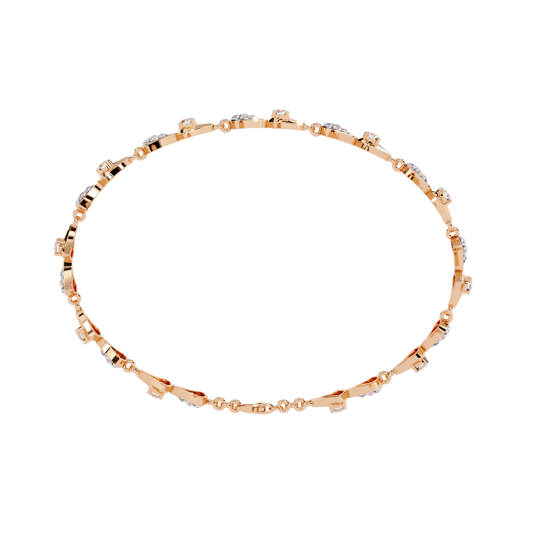 Bow-Tie Design Gold Bracelet with Lab Grown Diamonds