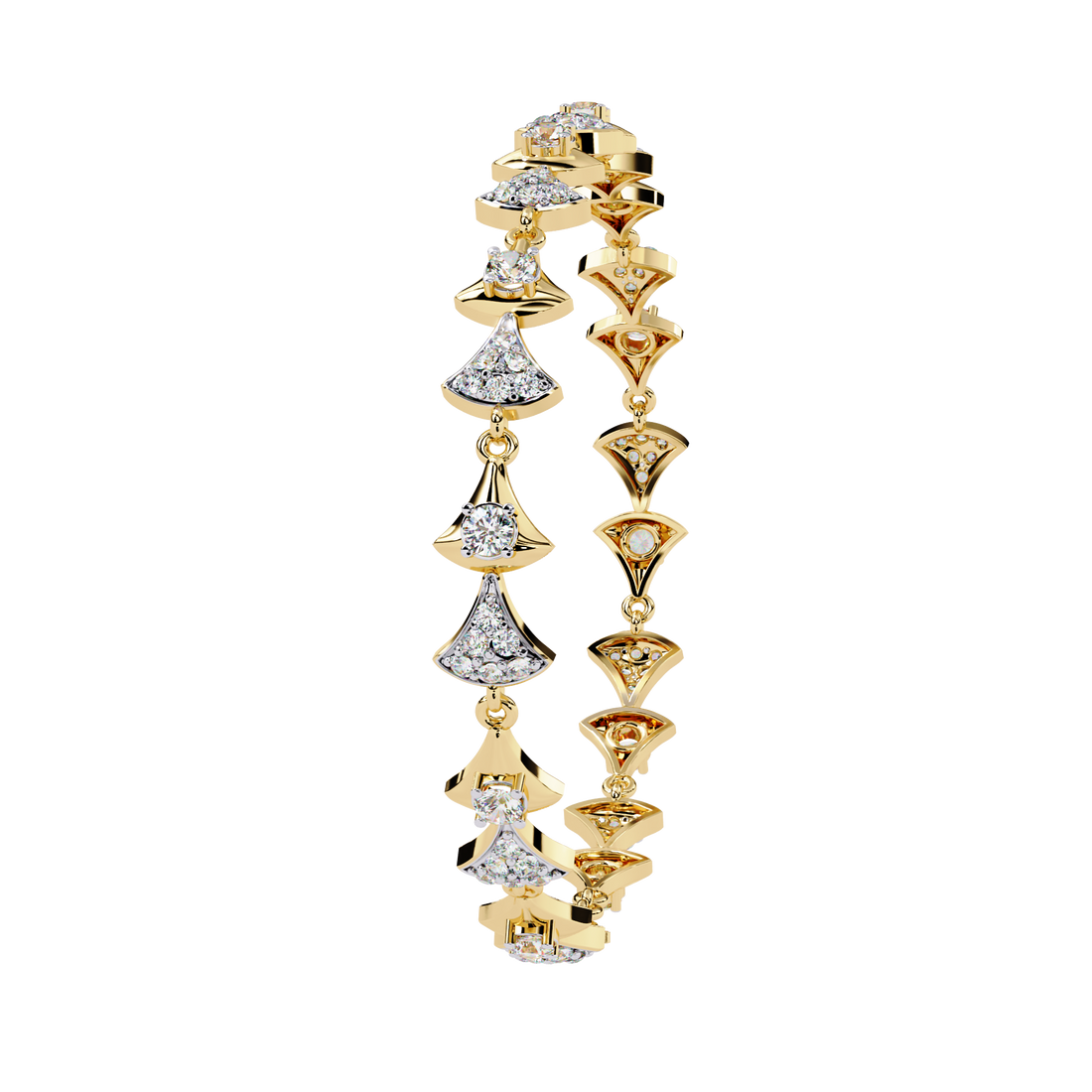 Bow-Tie Design Gold Bracelet with Lab Grown Diamonds