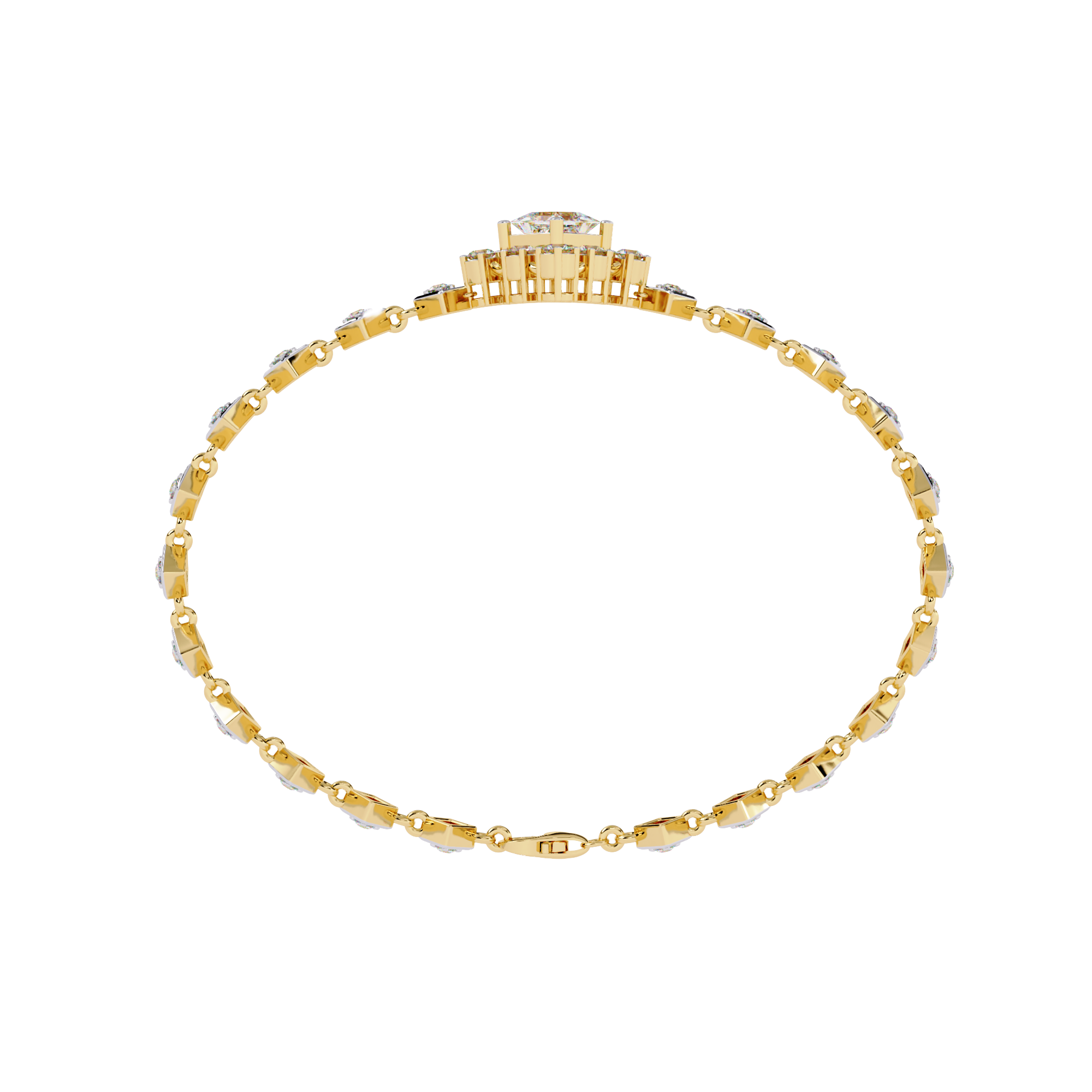 Geometric Spark Gold Bracelet with Princess-Cut & Round Diamonds