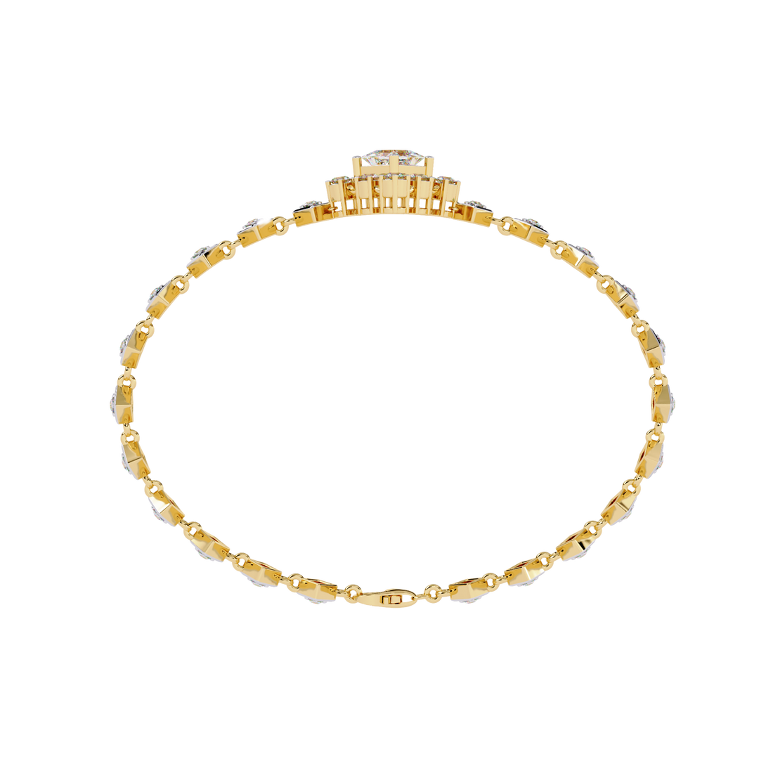 Geometric Spark Gold Bracelet with Princess-Cut & Round Diamonds