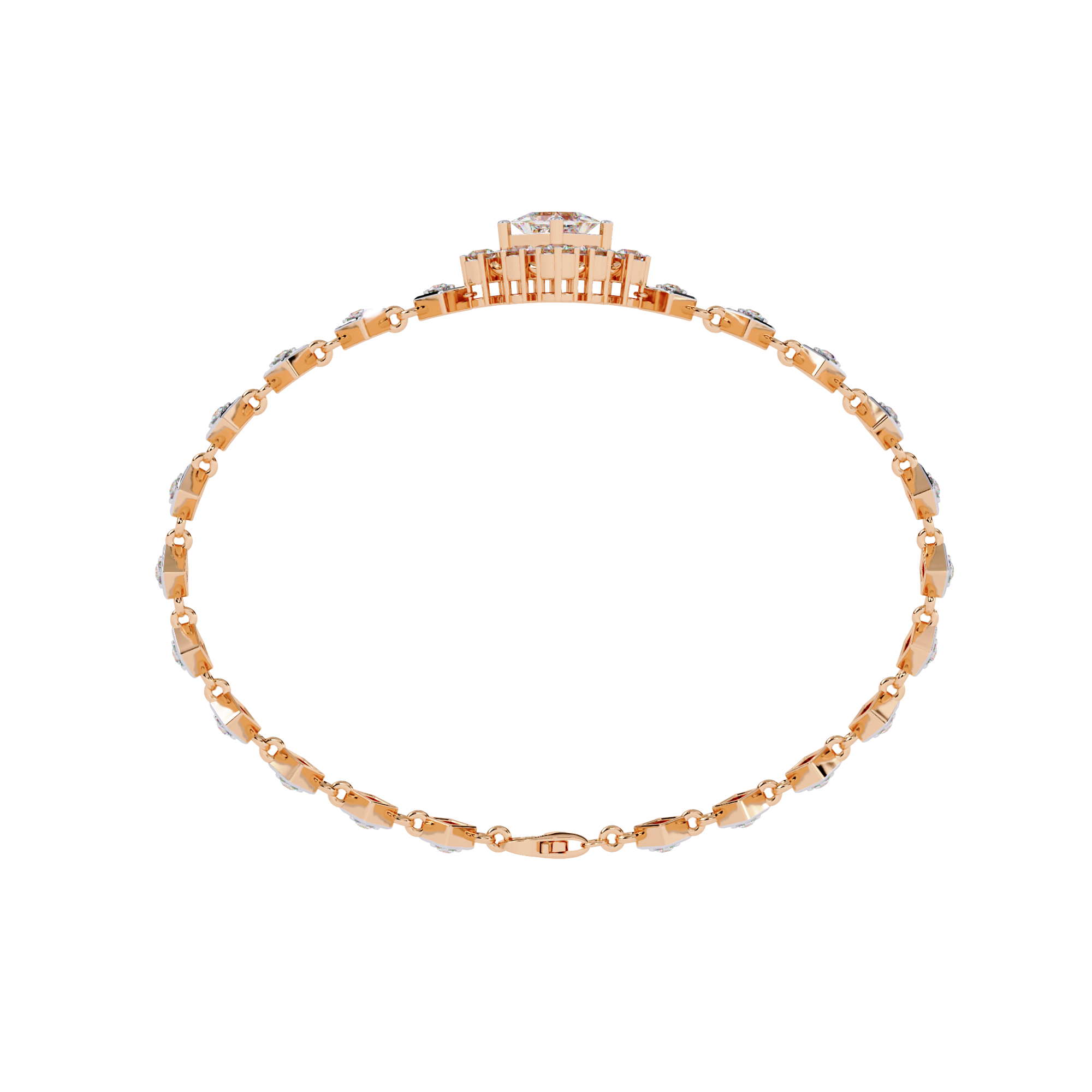 Geometric Spark Gold Bracelet with Princess-Cut & Round Diamonds