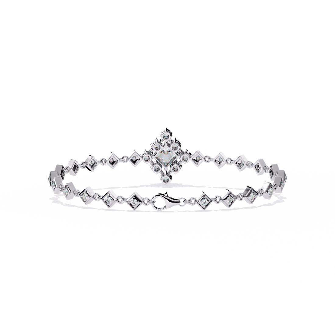 Geometric Spark Gold Bracelet with Princess-Cut & Round Diamonds