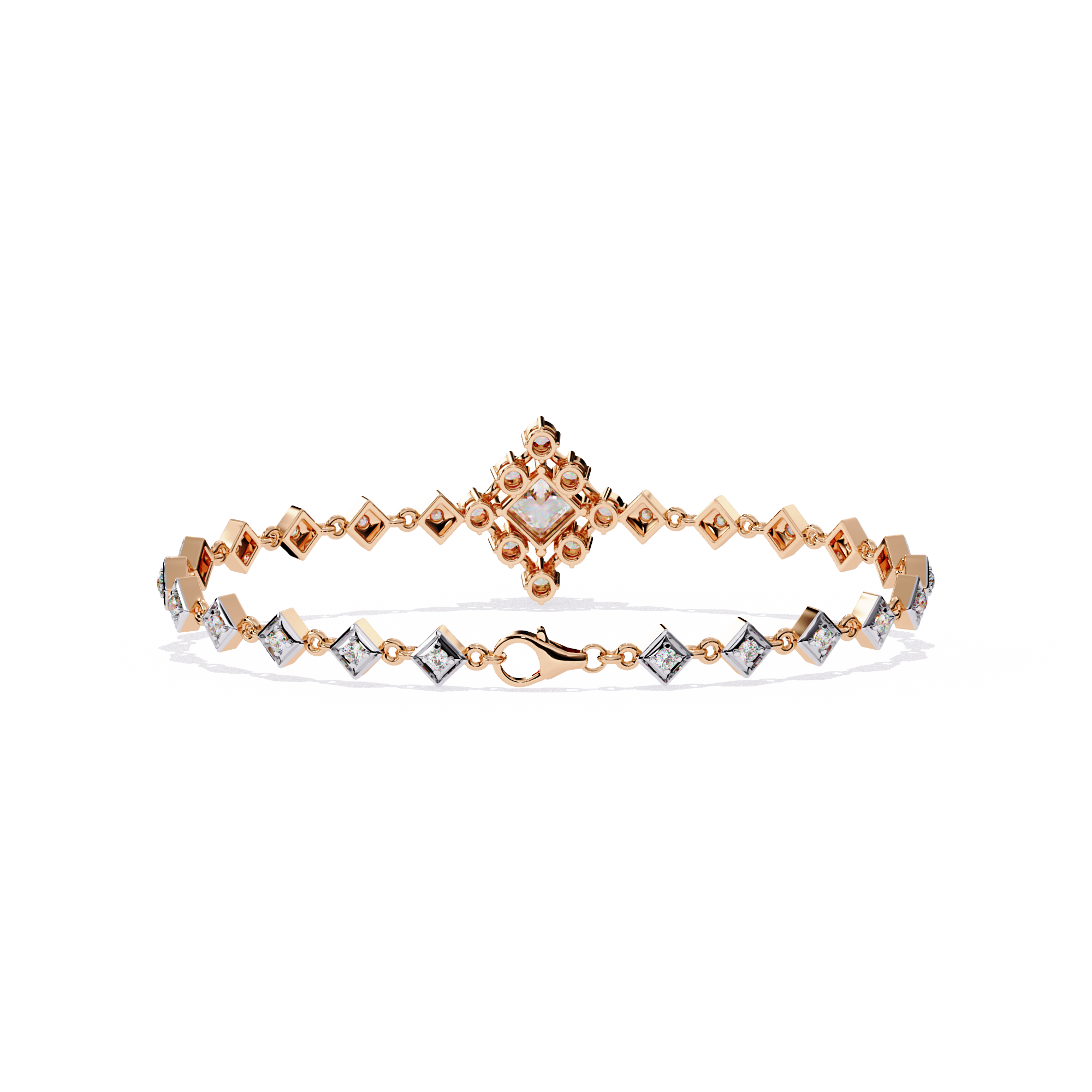 Geometric Spark Gold Bracelet with Princess-Cut & Round Diamonds