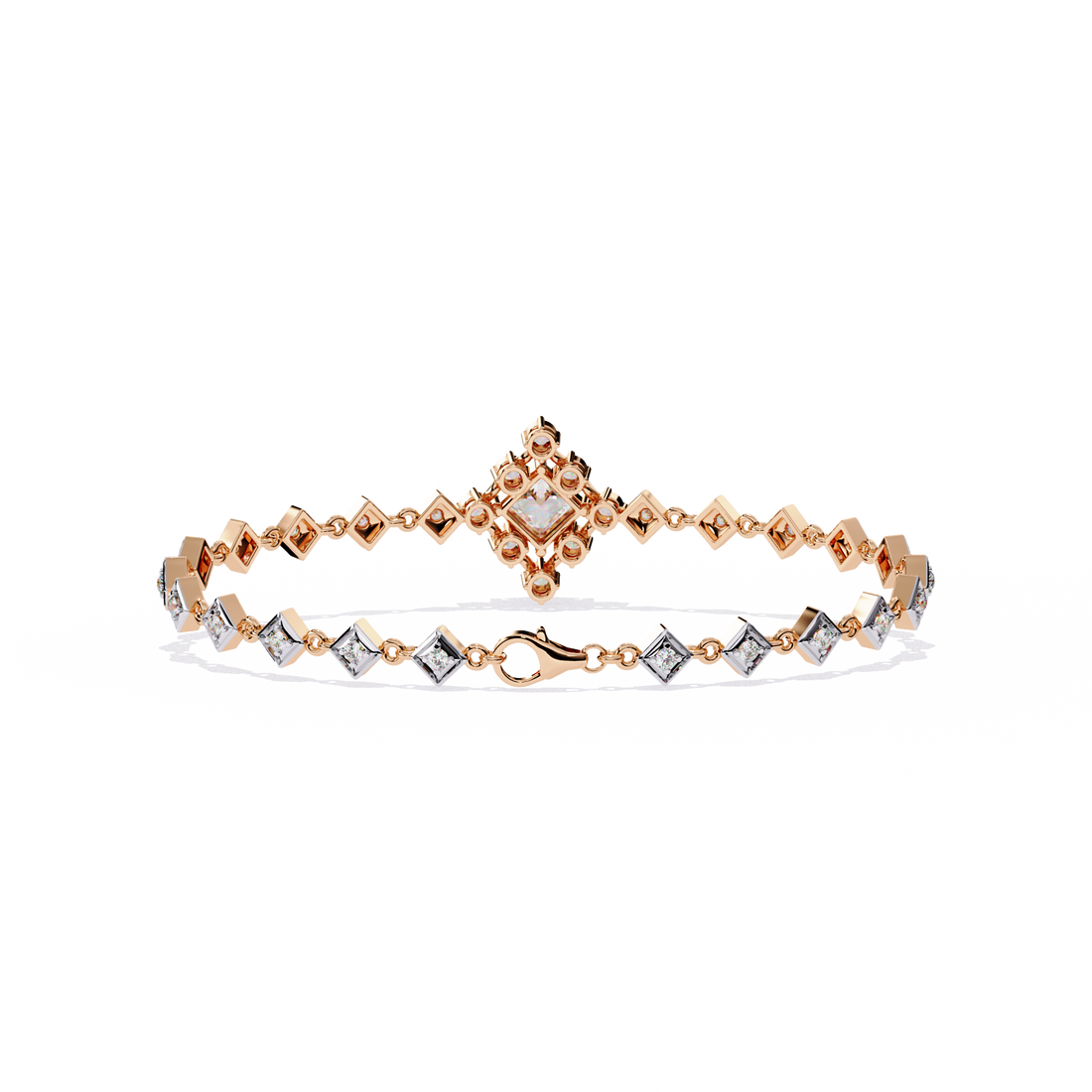 Geometric Spark Gold Bracelet with Princess-Cut & Round Diamonds