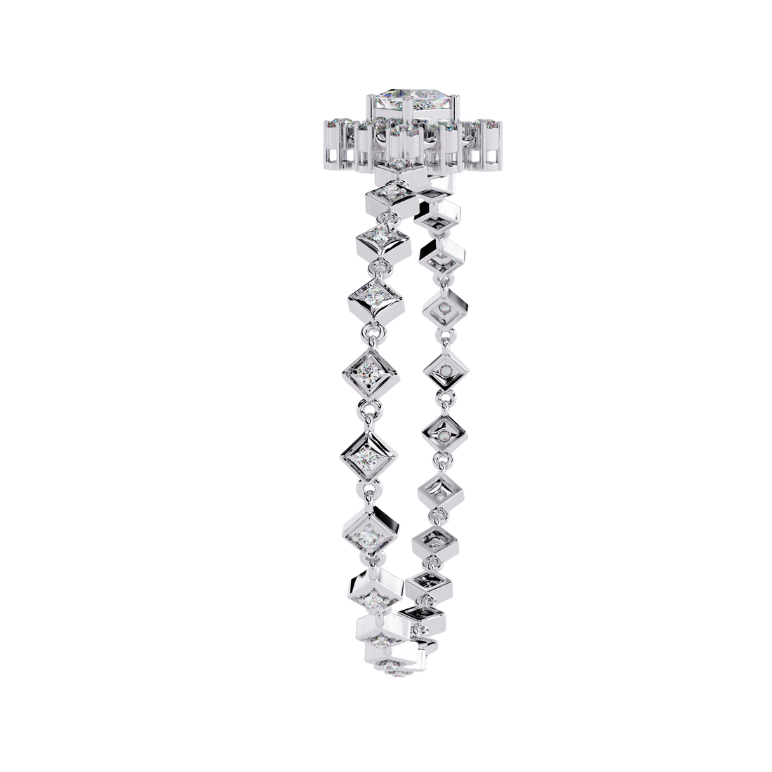 Geometric Spark Gold Bracelet with Princess-Cut & Round Diamonds