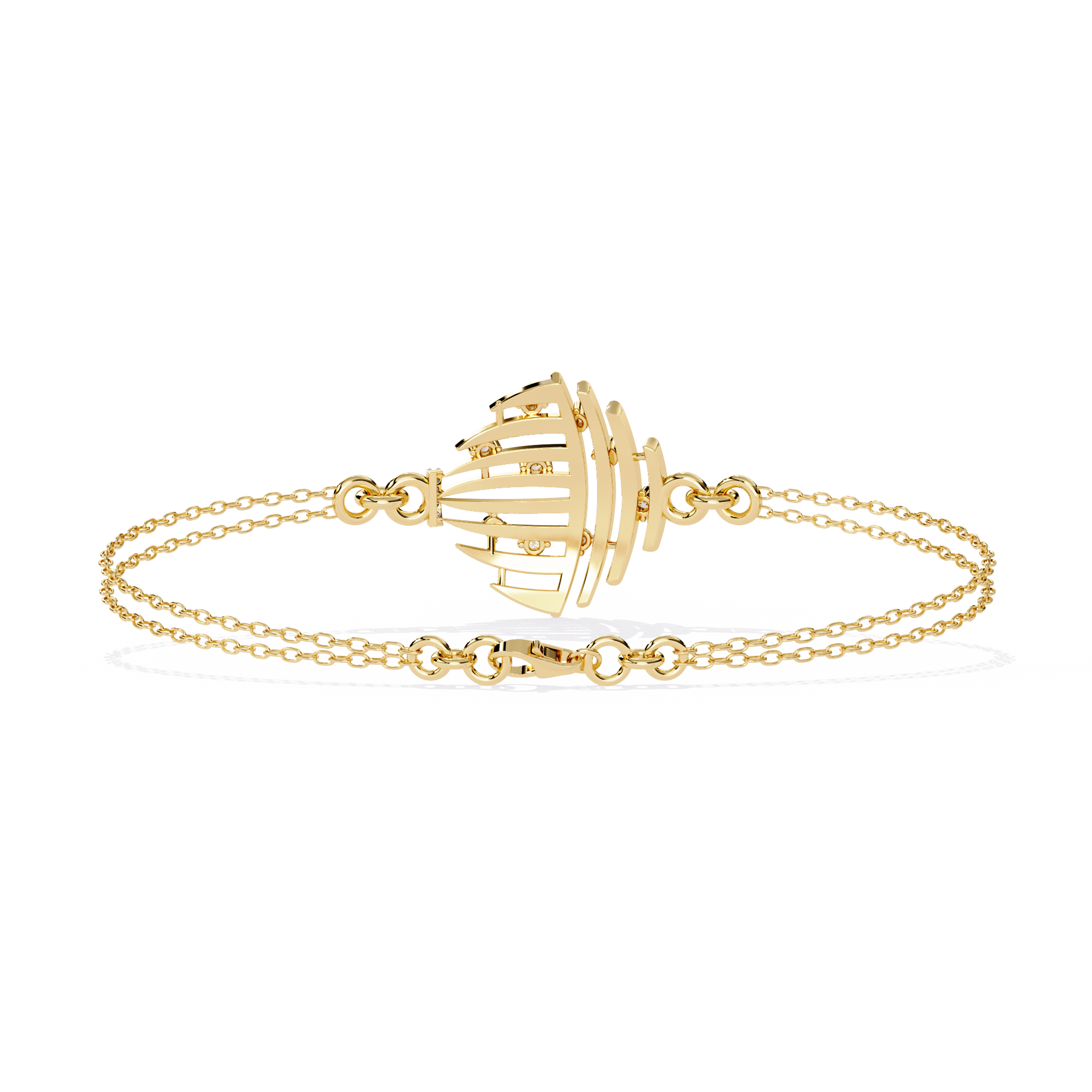 Celestial Cage – Diamond Bracelet with Double Chain Design
