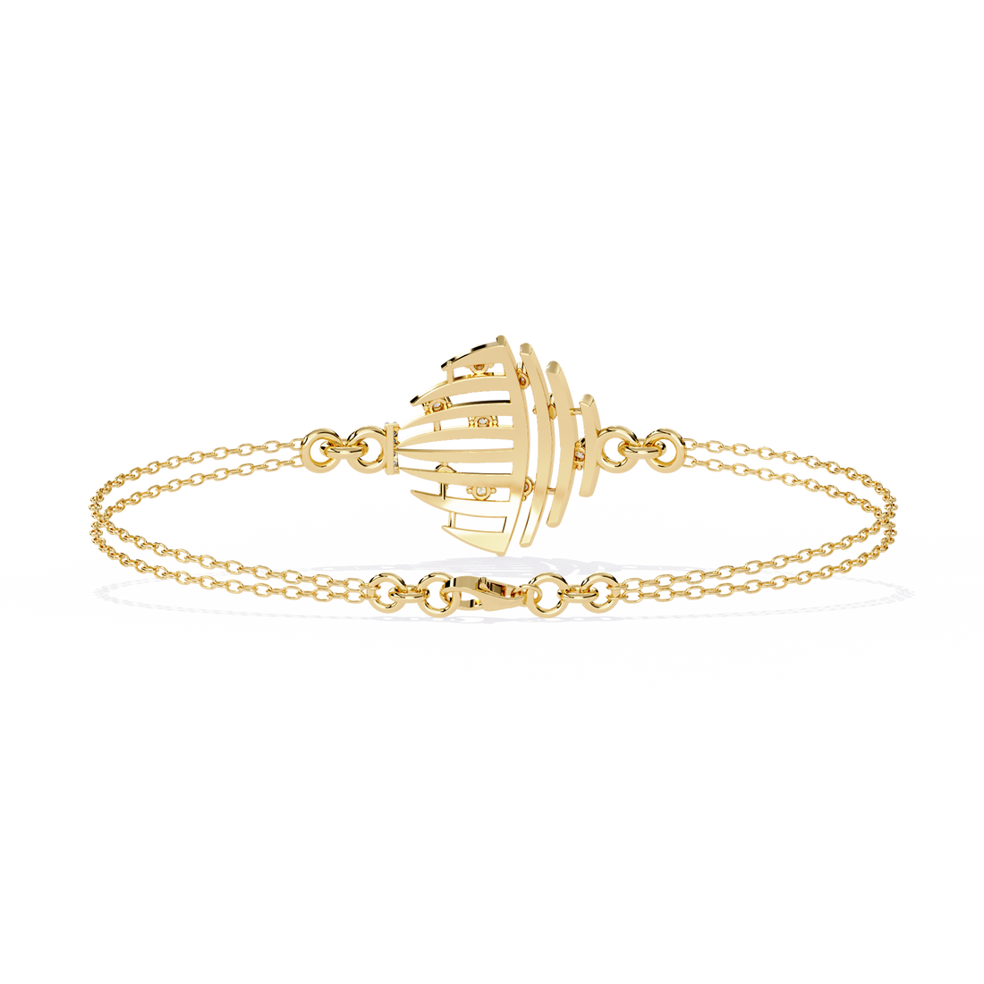 Celestial Cage – Diamond Bracelet with Double Chain Design