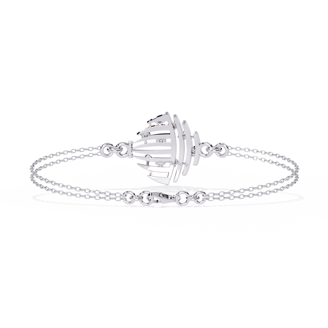 Celestial Cage – Diamond Bracelet with Double Chain Design