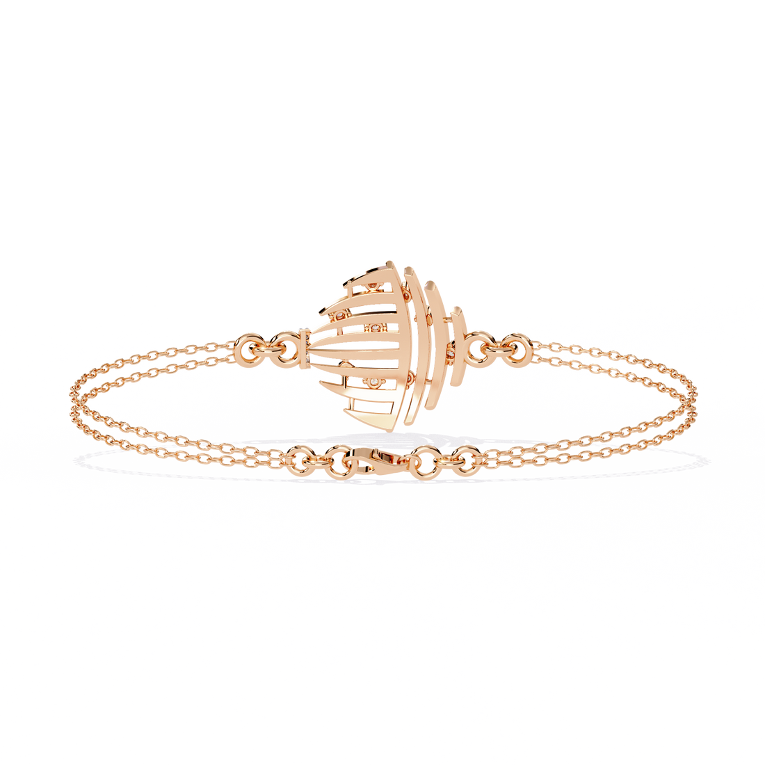 Celestial Cage – Diamond Bracelet with Double Chain Design