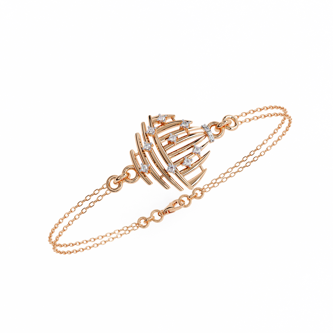 Celestial Cage – Diamond Bracelet with Double Chain Design