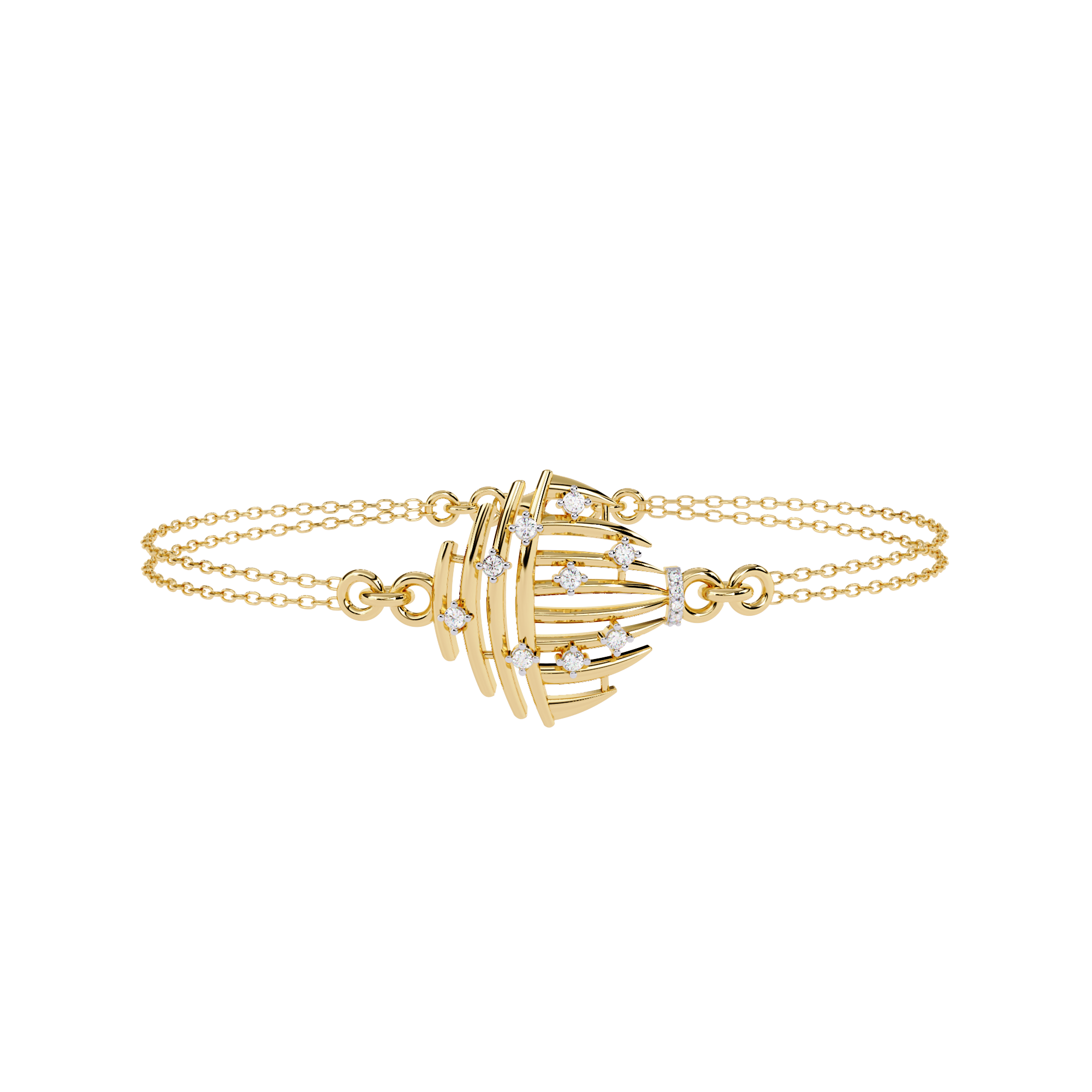 Celestial Cage – Diamond Bracelet with Double Chain Design