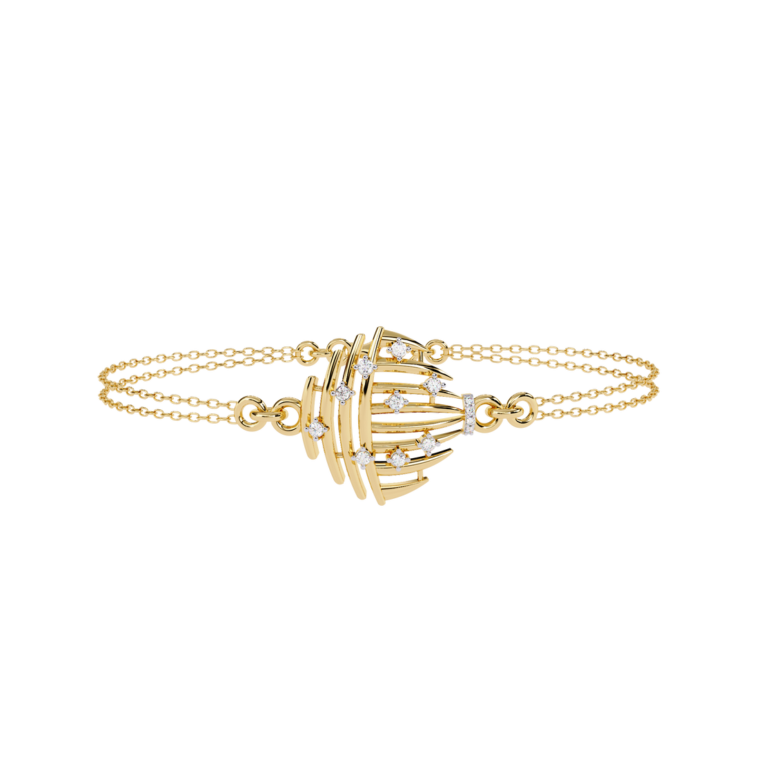 Celestial Cage – Diamond Bracelet with Double Chain Design