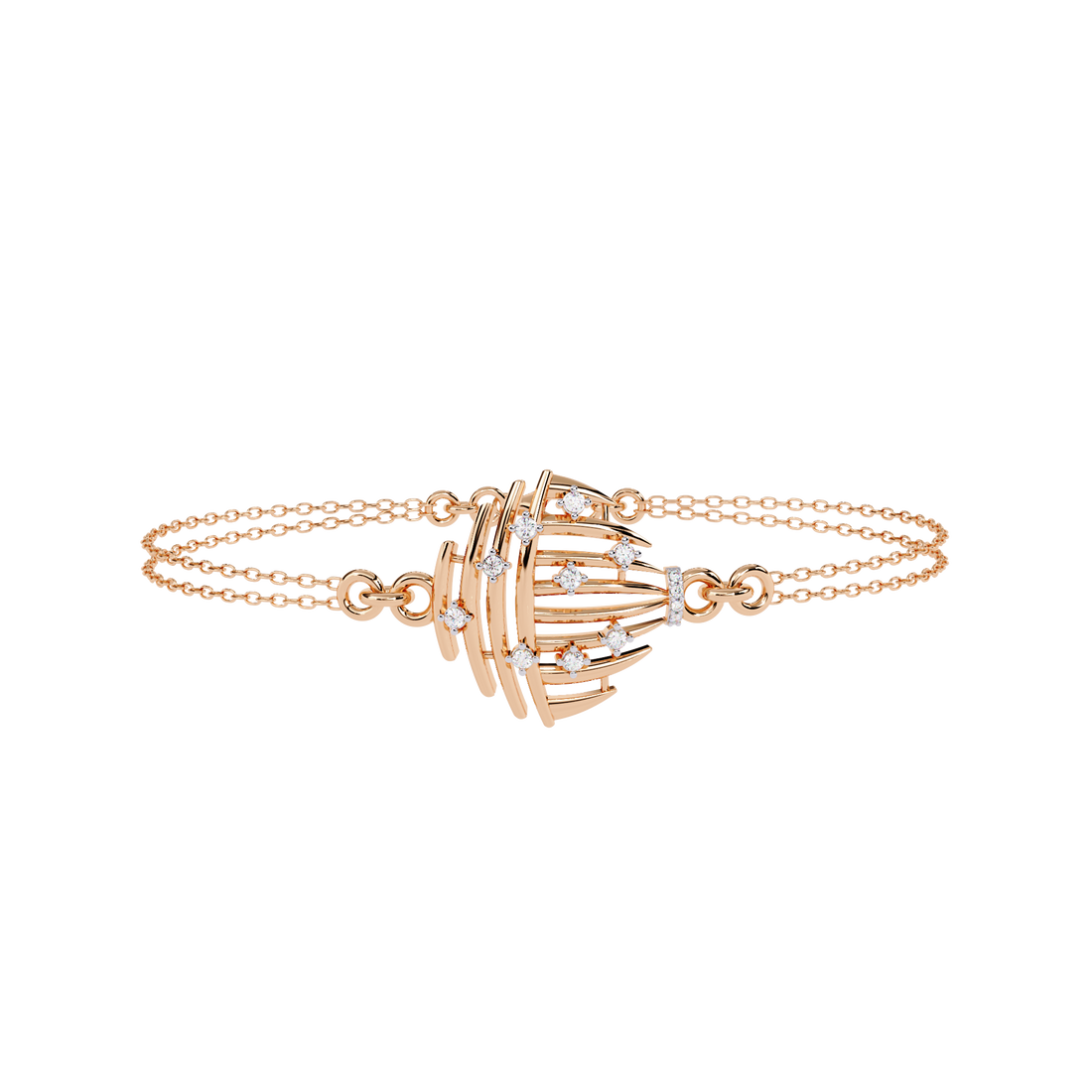Celestial Cage – Diamond Bracelet with Double Chain Design