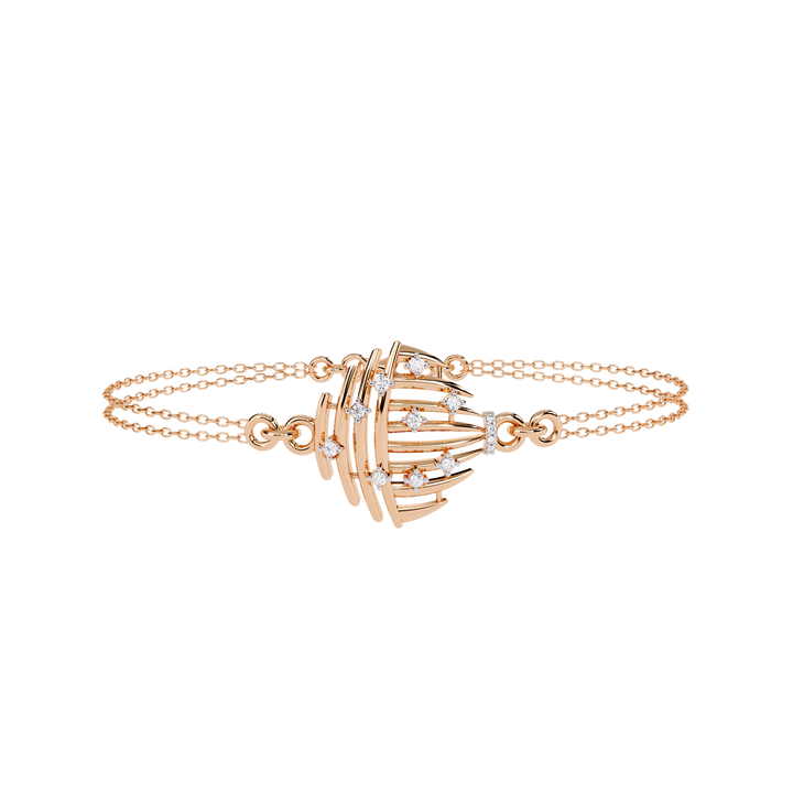 Celestial Cage – Diamond Bracelet with Double Chain Design