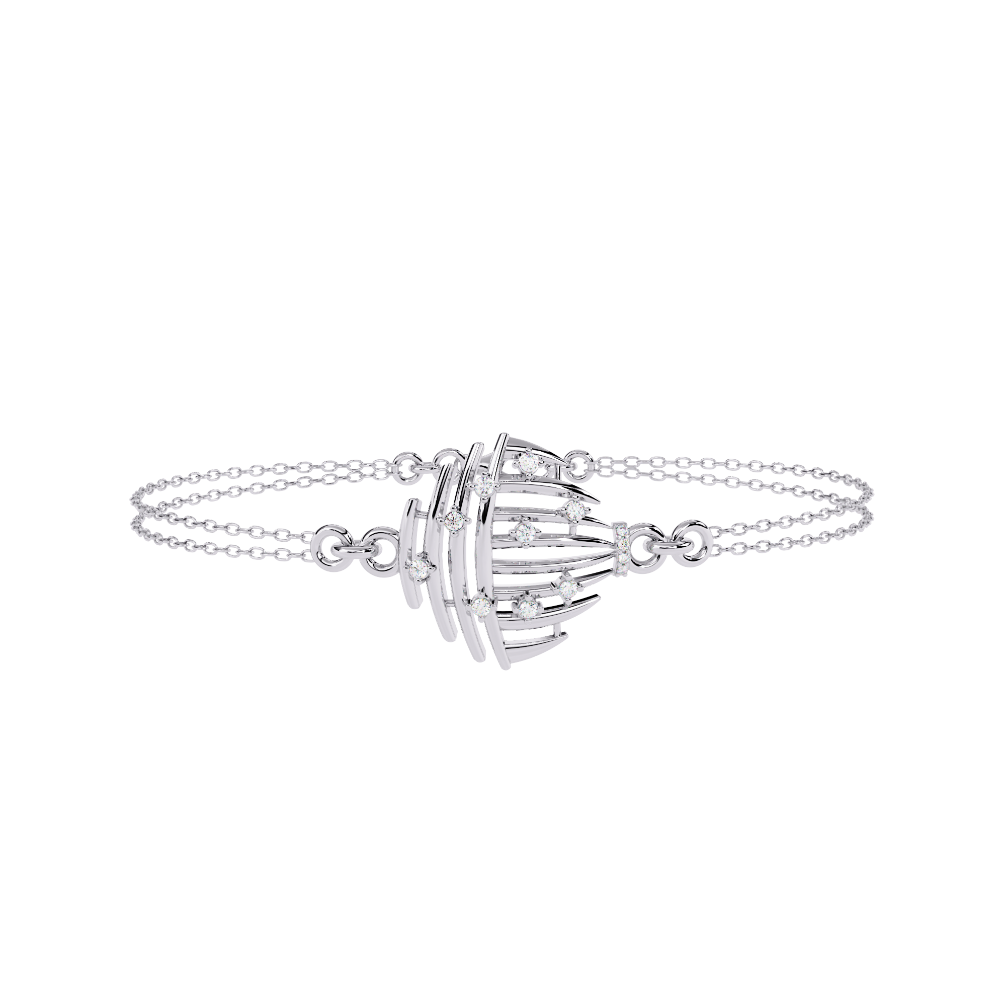 Celestial Cage – Diamond Bracelet with Double Chain Design