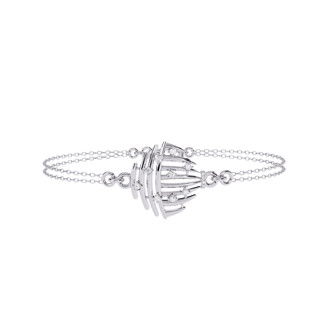 Celestial Cage – Diamond Bracelet with Double Chain Design