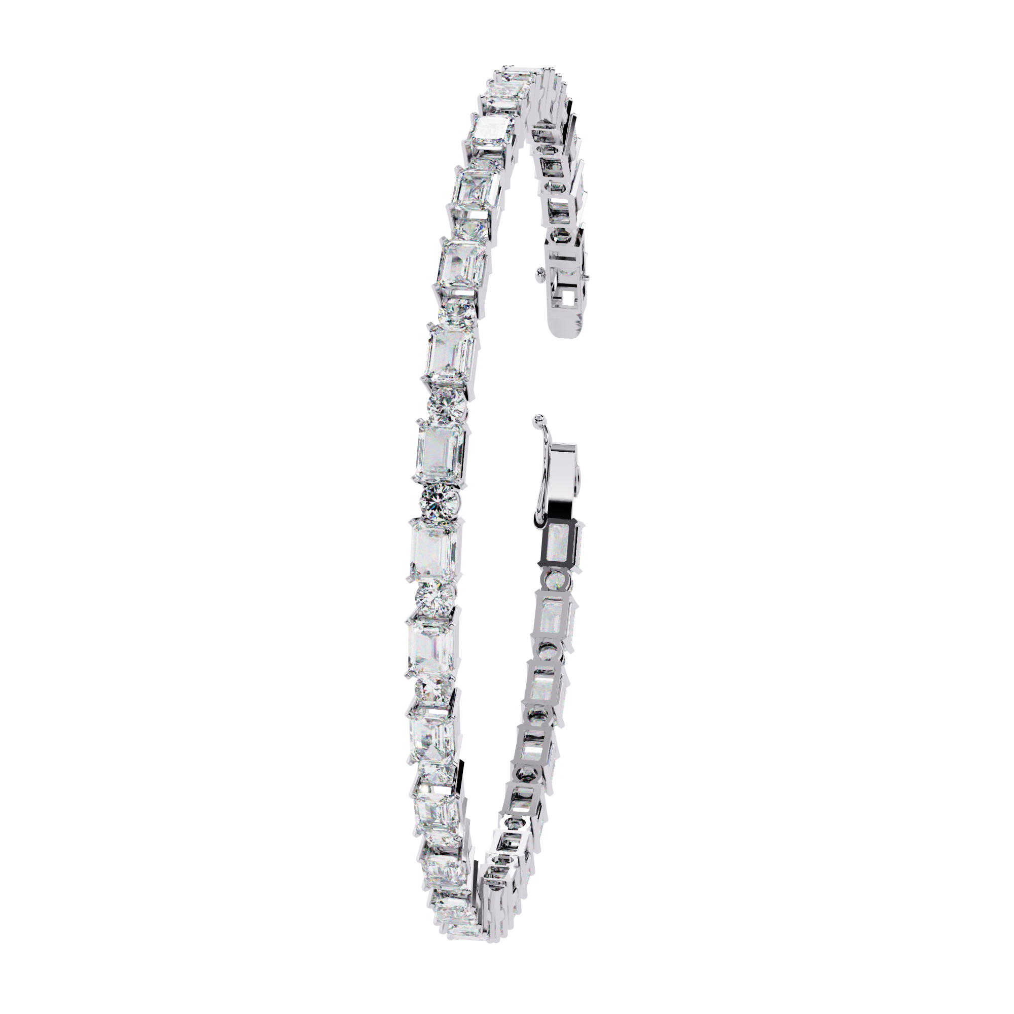 Sleek Symphony – Emerald-Cut Diamond Bracelet