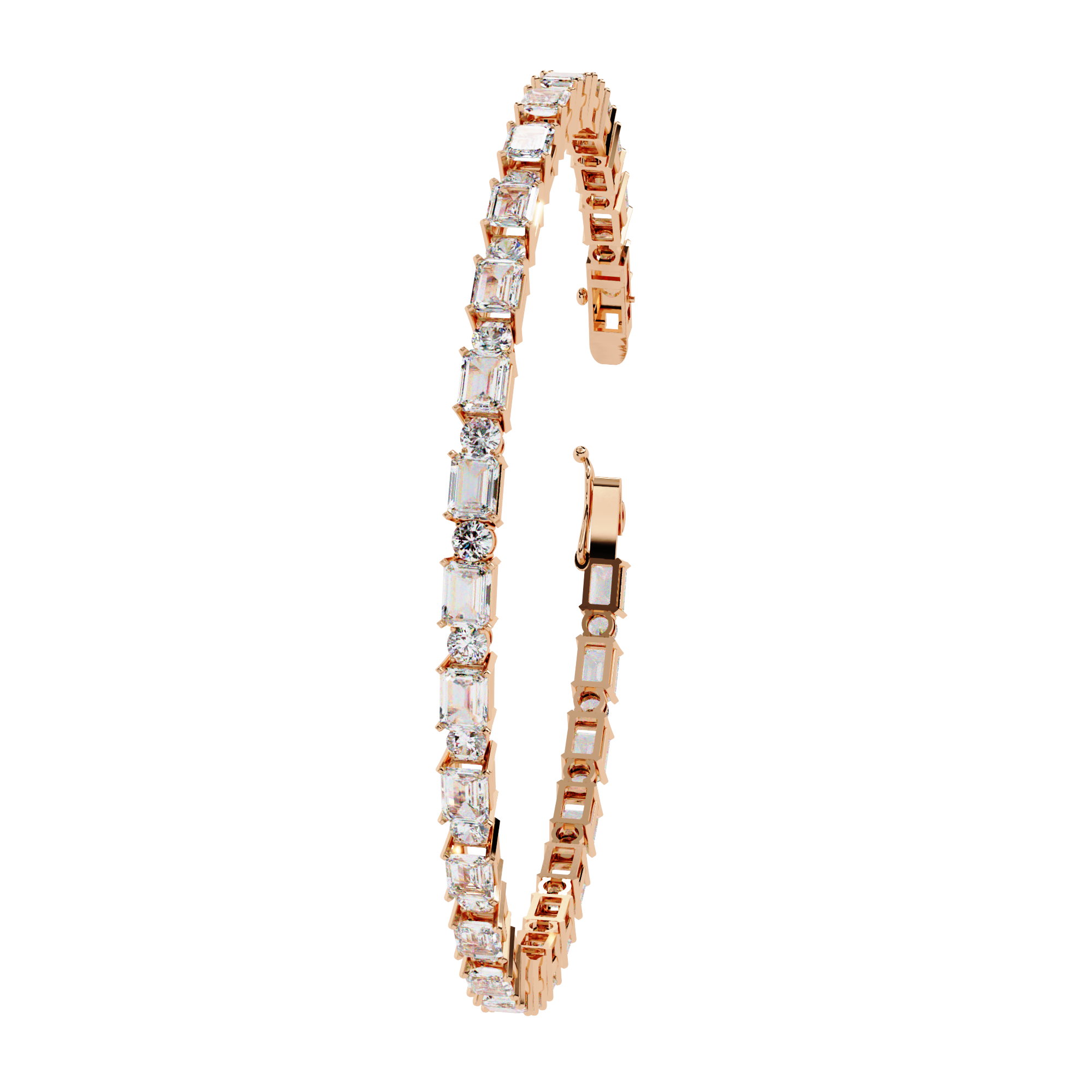 Sleek Symphony – Emerald-Cut Diamond Bracelet