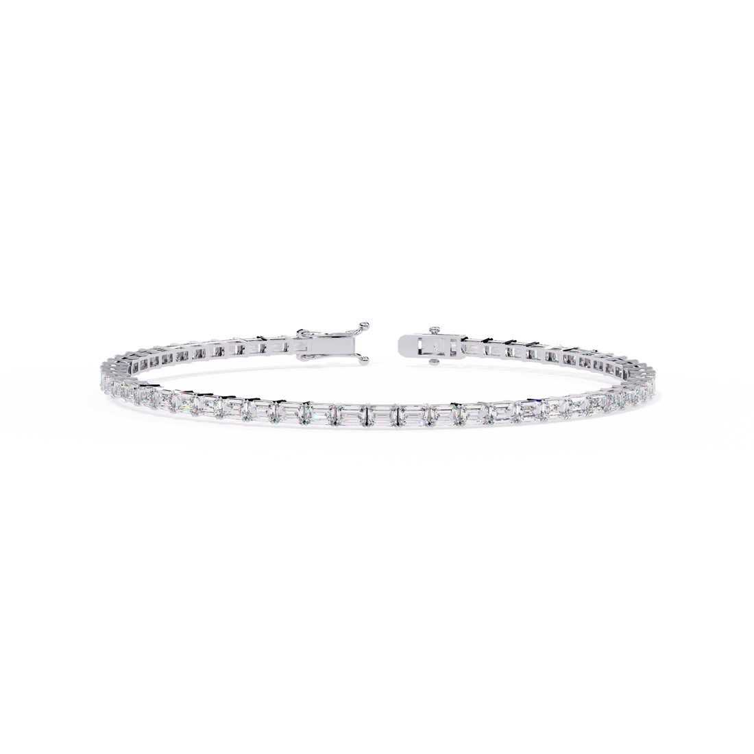 Emerald Cut Lab Grown Diamond Tennis Bracelet