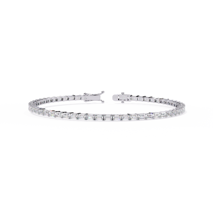 Emerald Cut Lab Grown Diamond Tennis Bracelet