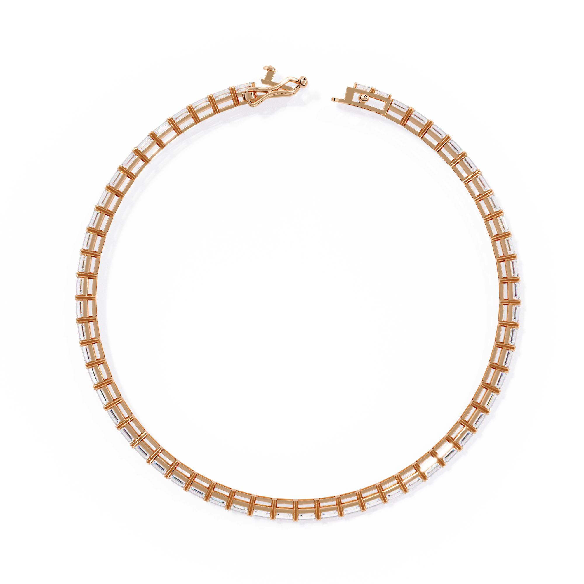 Emerald Cut Lab Grown Diamond Tennis Bracelet