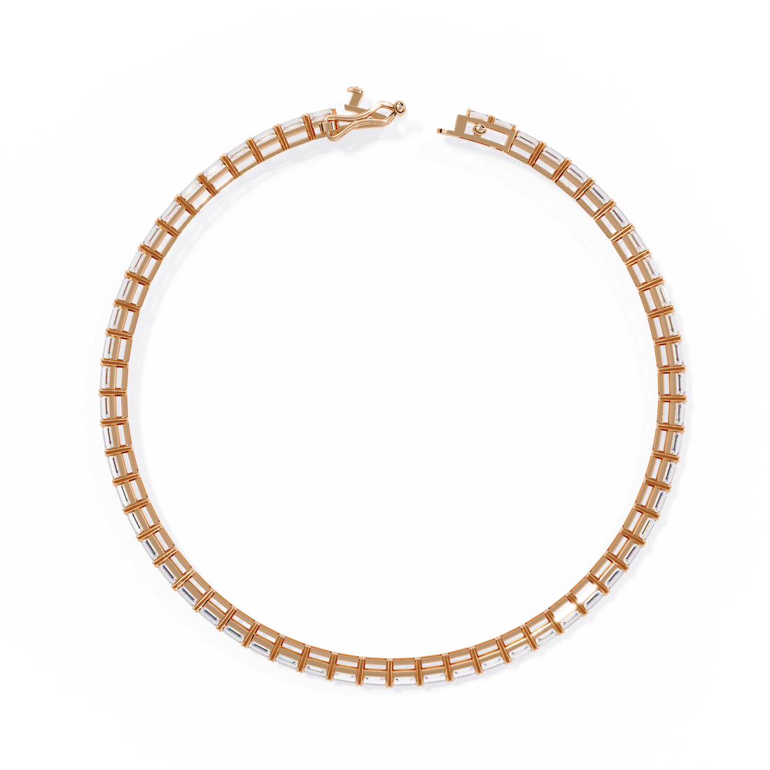 Emerald Cut Lab Grown Diamond Tennis Bracelet