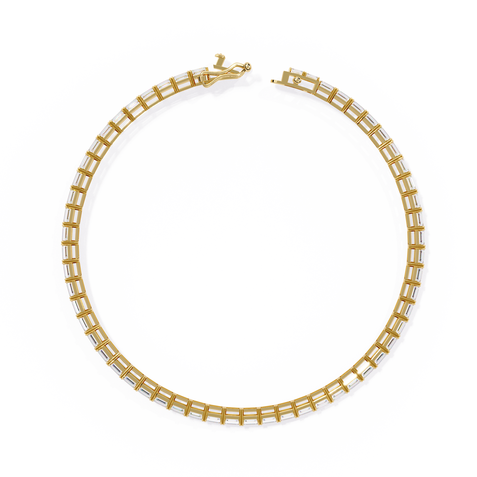 Emerald Cut Lab Grown Diamond Tennis Bracelet