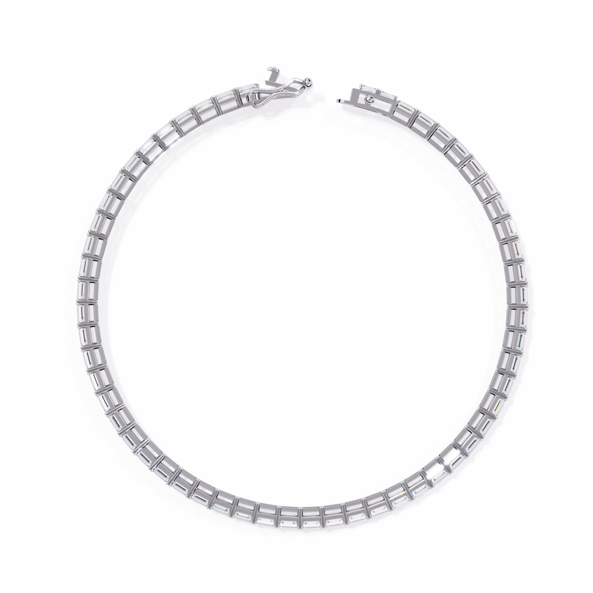 Emerald Cut Lab Grown Diamond Tennis Bracelet