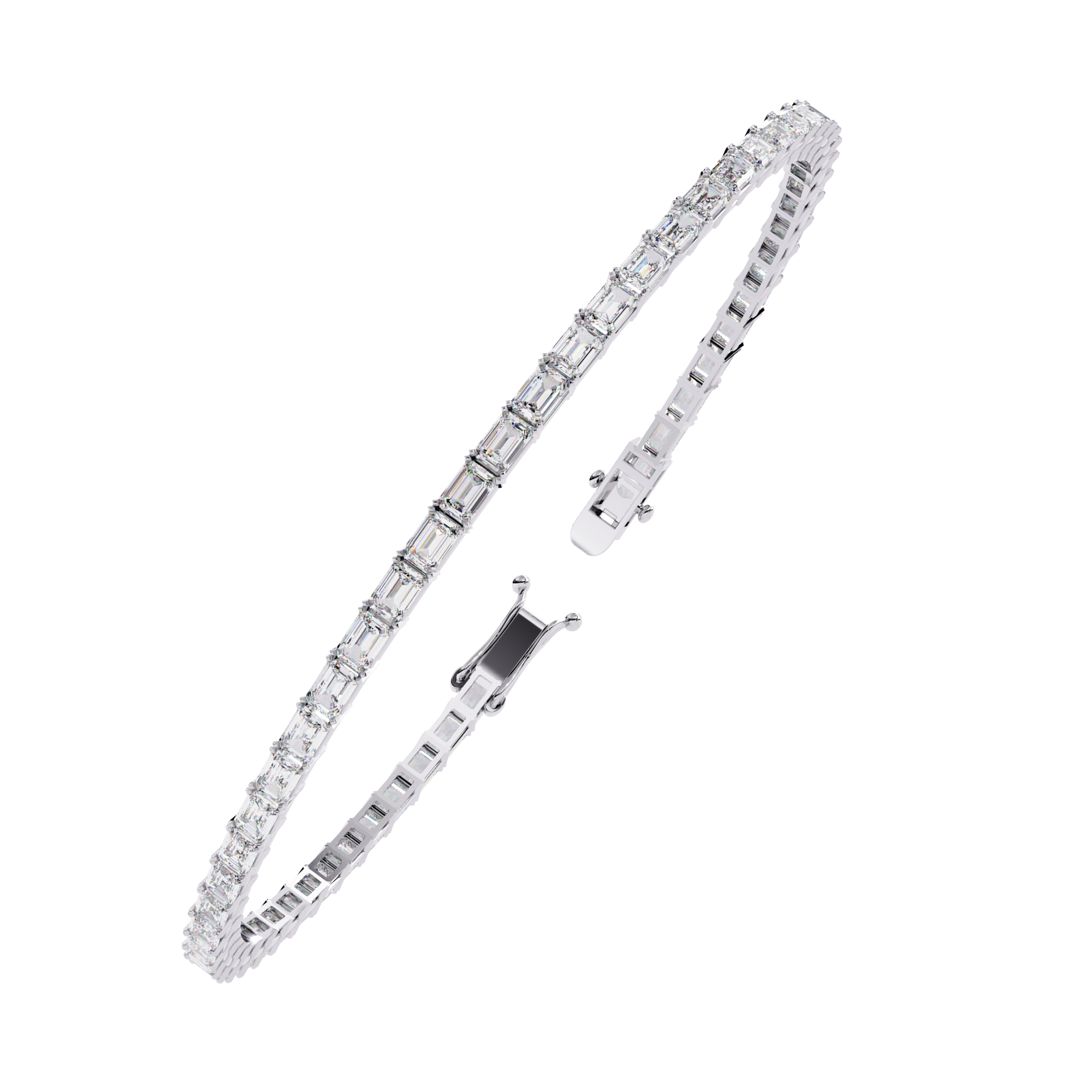 Emerald Cut Lab Grown Diamond Tennis Bracelet