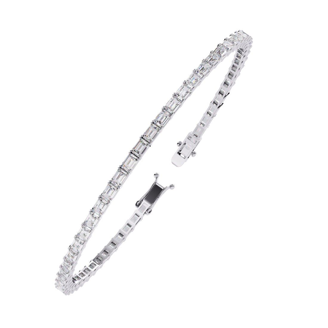 Emerald Cut Lab Grown Diamond Tennis Bracelet