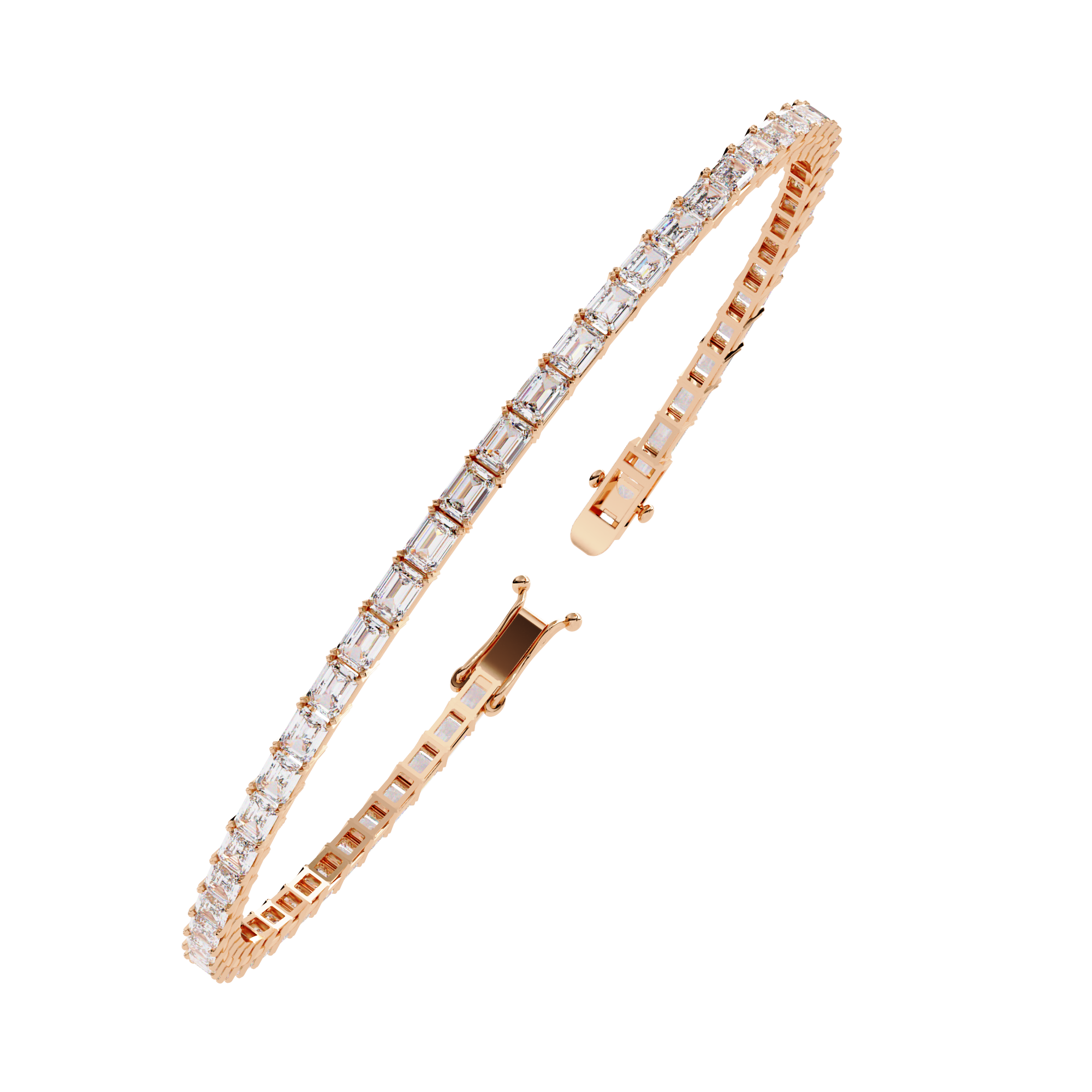 Emerald Cut Lab Grown Diamond Tennis Bracelet