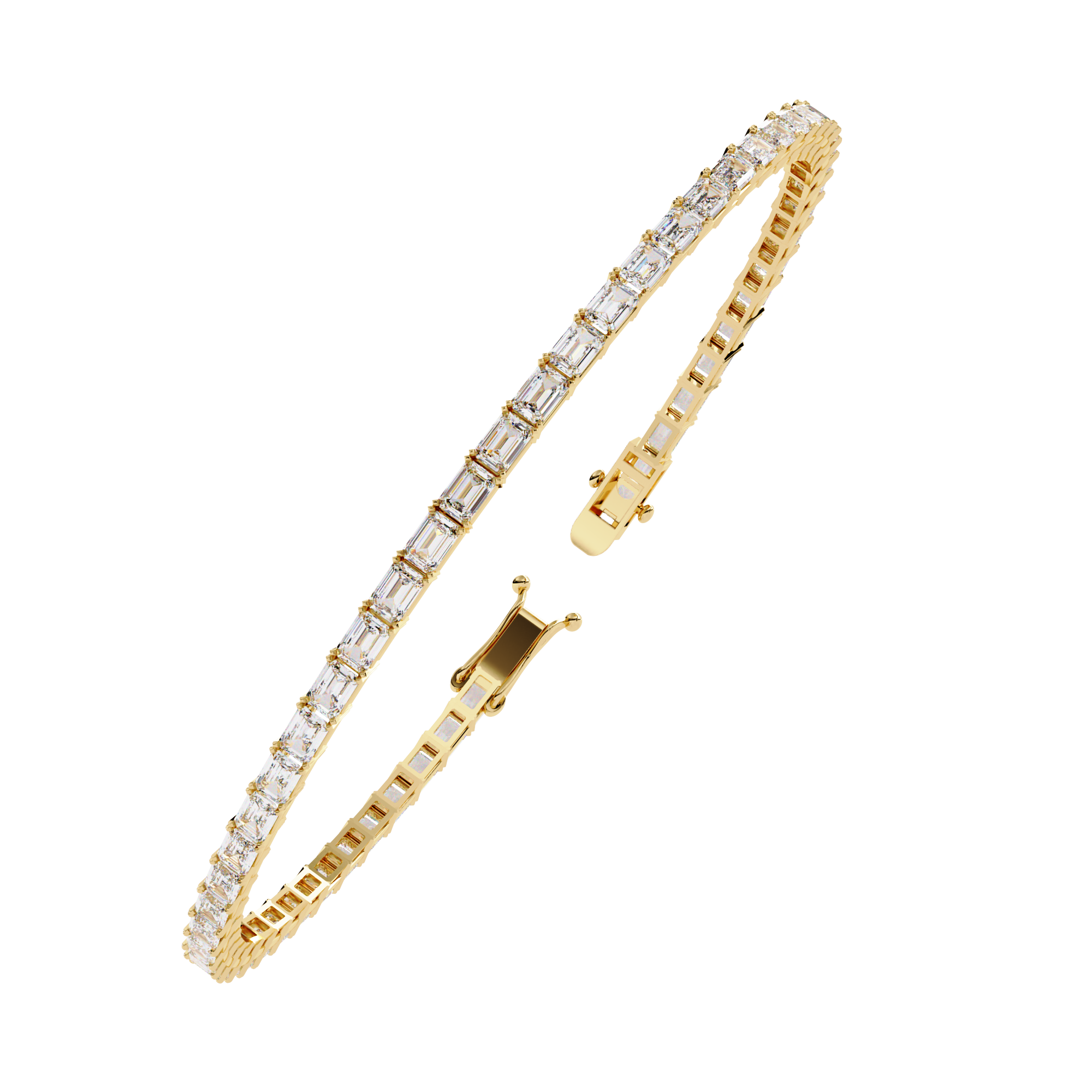 Emerald Cut Lab Grown Diamond Tennis Bracelet